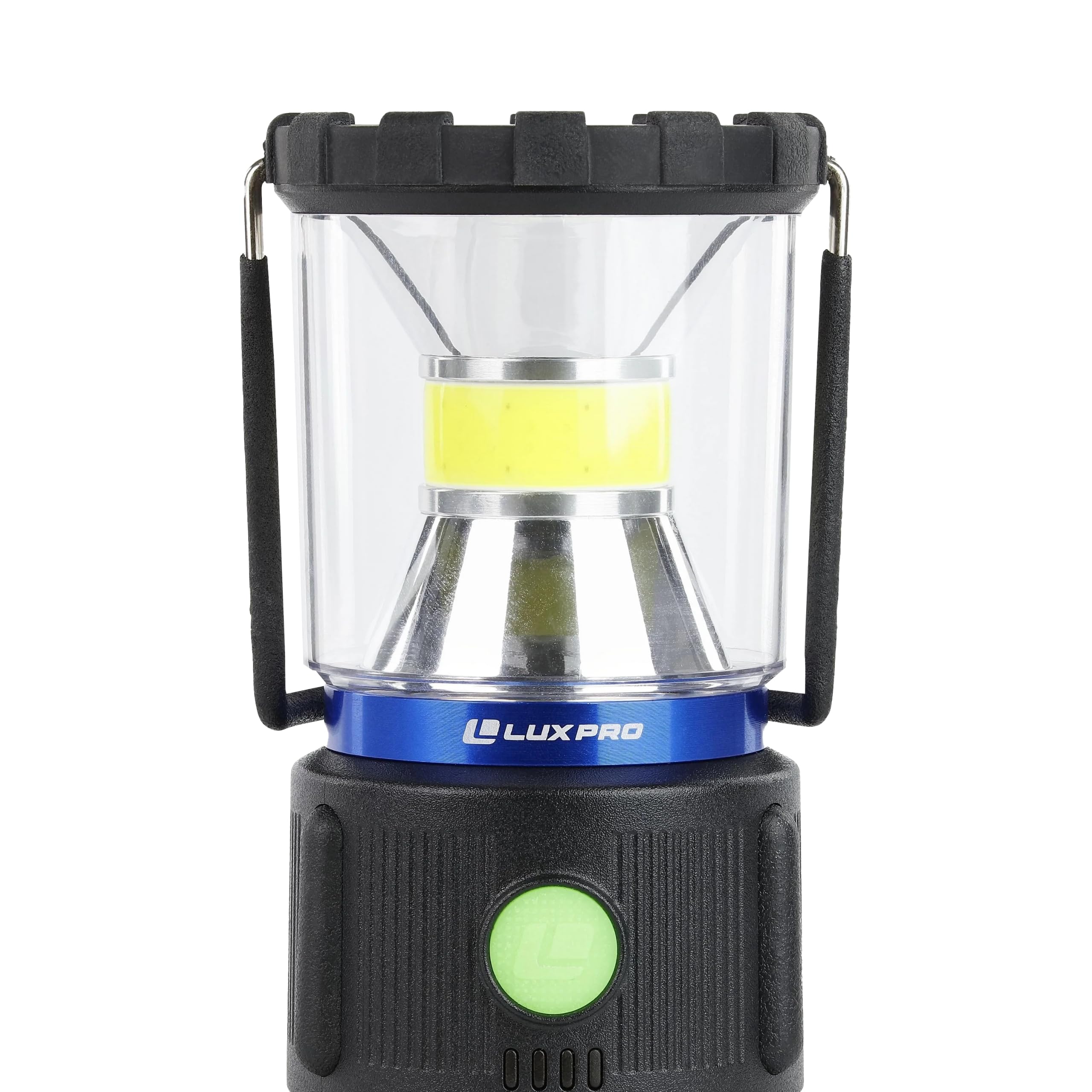 Large Broadbeam Lantern LUXPRO LP476 with Red Light - 1000 Lumens Max Output - Battery-Powered Camping Lantern with Glow-in-The-Dark Button - Premium Electric Lantern