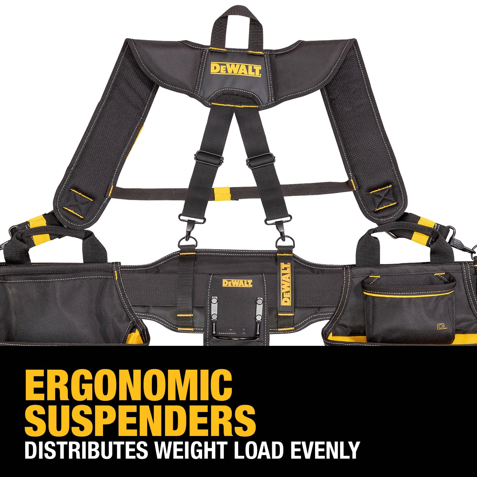 DEWALT Tool Belt Professional Organizer With Suspenders and 25 Pockets, Heavy Duty Construction (DWST540602)