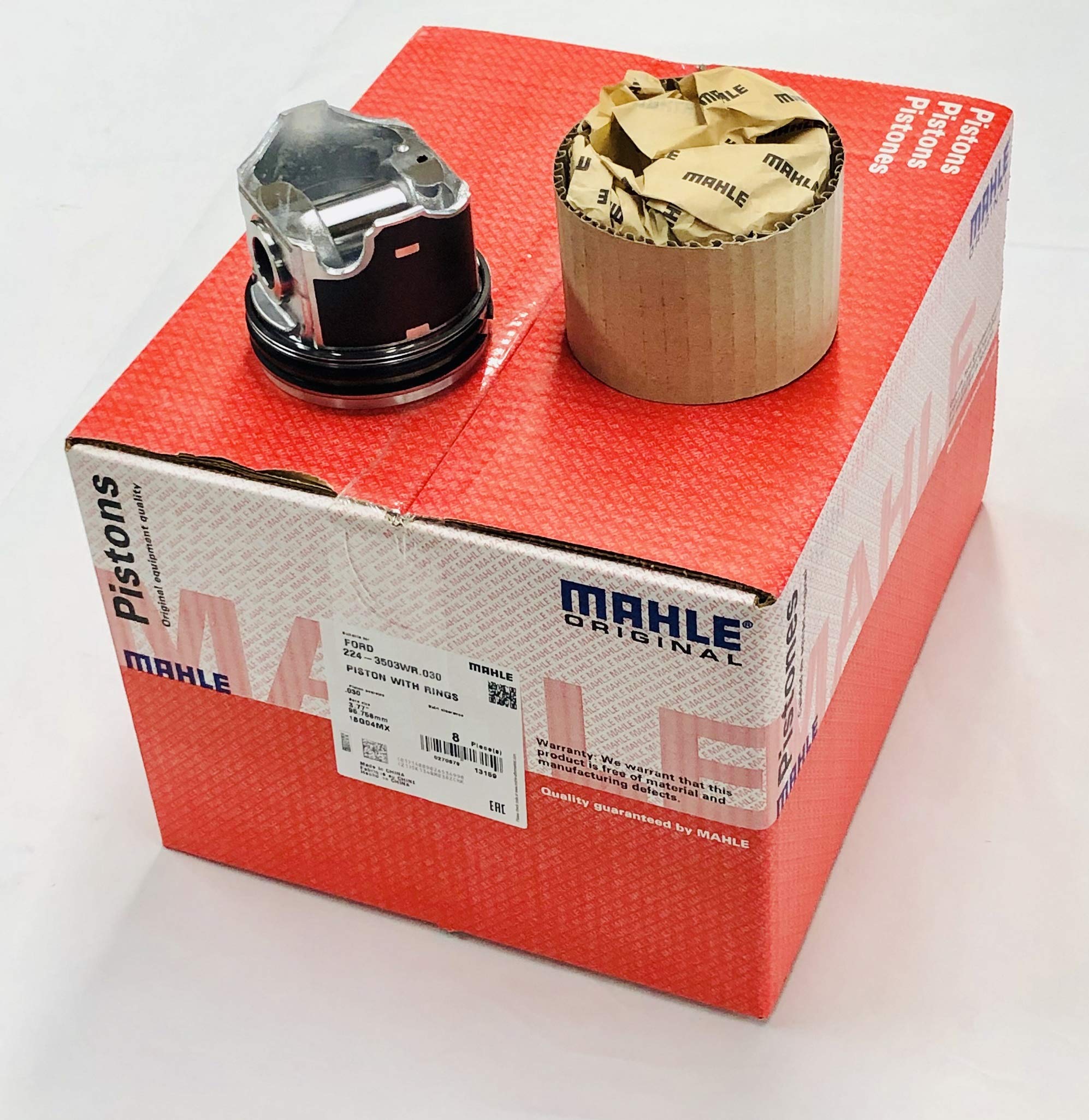 MAHLE Pistons set Coated with Rings Compadible with: 2003.5-2010 Ford 6.0 6.0L Diesel .020 Over Pistons set 8 Ford Powerstroke 03-10 MAHLE Clevite
