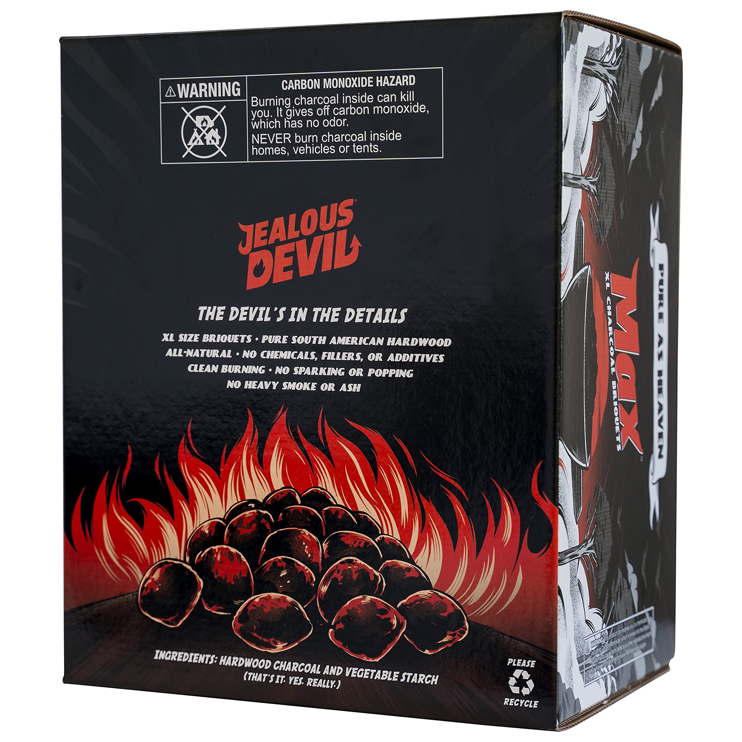 Max XL Jealous Devil All Natural Hardwood Charcoal Pillow Briquets, 10lb Box
