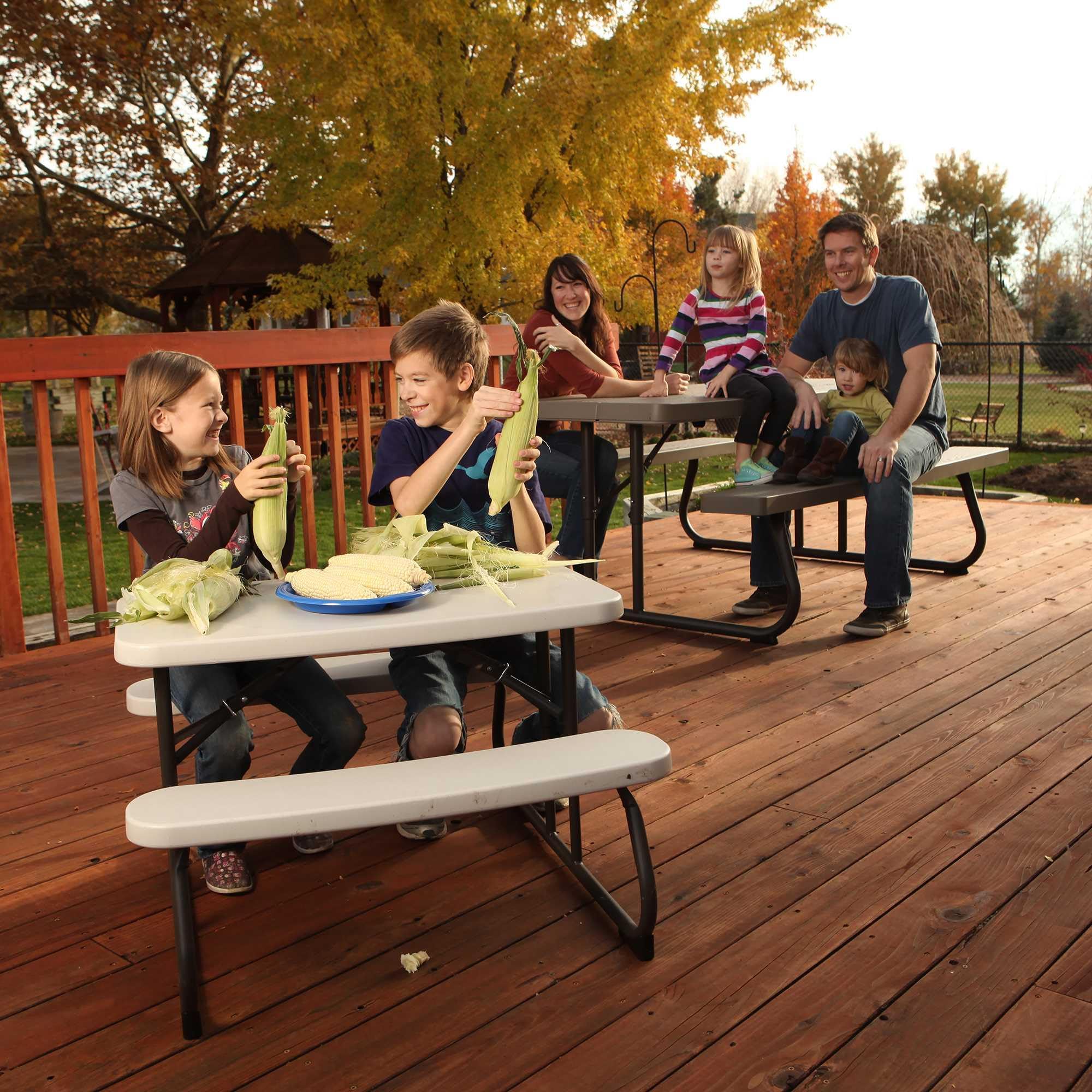 Big Stuff Lifetime Swing Set Playset with Bucket Swing and Children’s Picnic Table