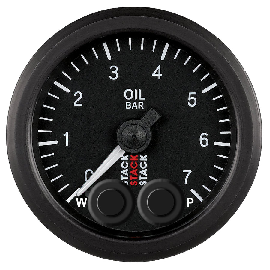 52mm M10 Male Stack ST3501 Pro-Control Black 0-7 Bar Oil Pressure Gauge