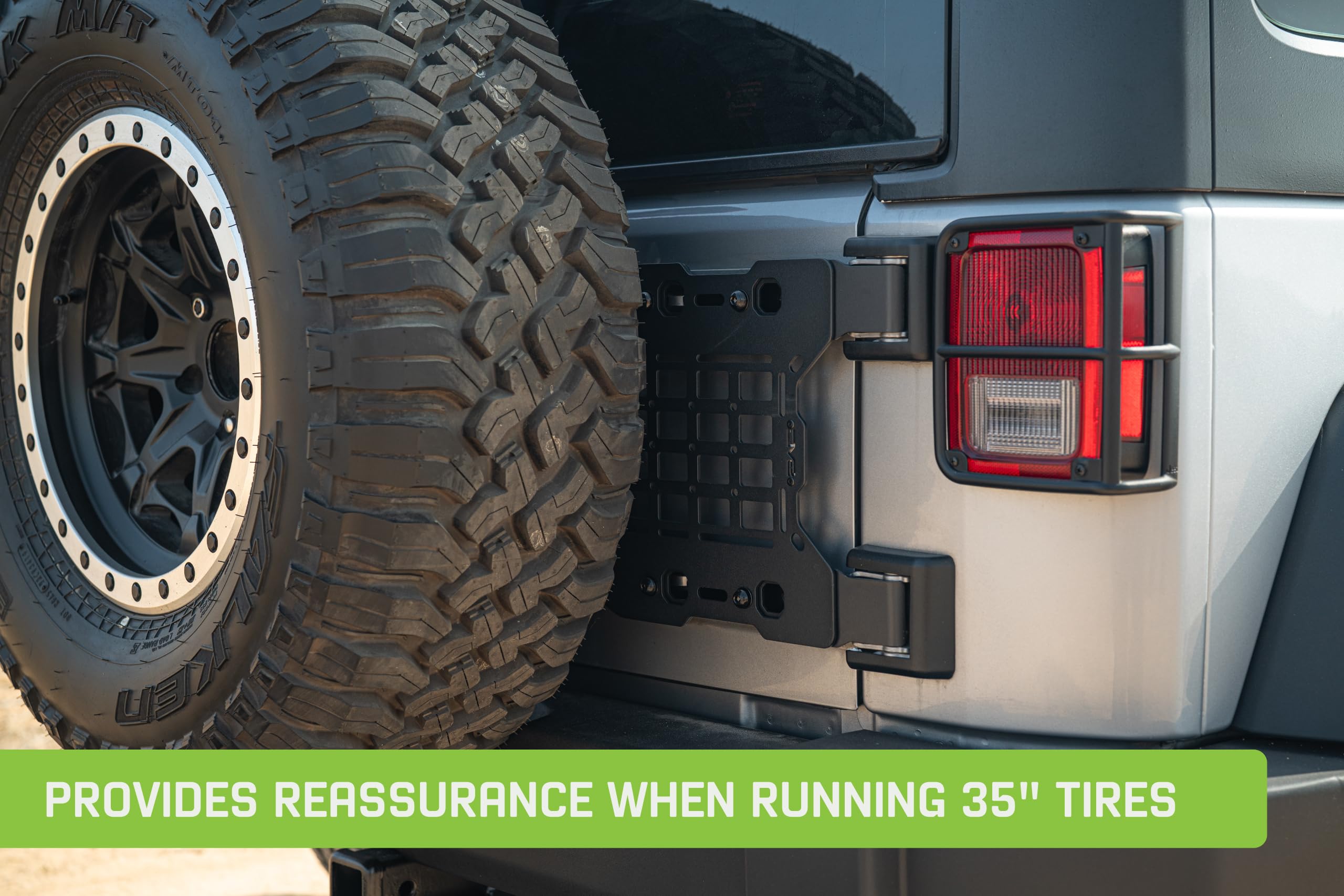 DV8 Offroad Molle Panel Tailgate Reinforcement for 2007-2018 Jeep Wrangler JK | Reduces Strain on OEM Door Hinges | Provides Extra Mounting Space for Gear | Offers Reassurance When Running 35" Tires