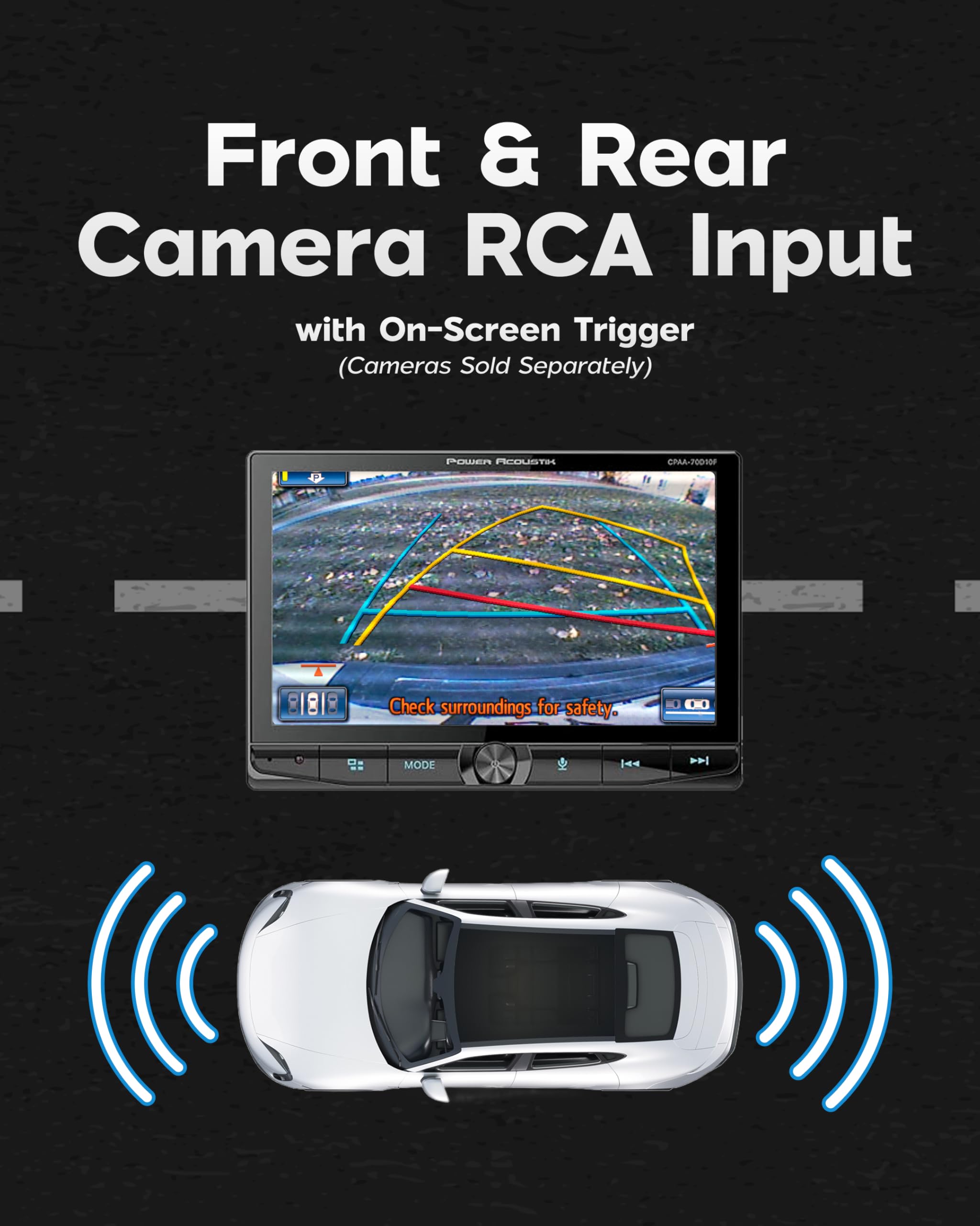 Car Stereo Power Acoustik CPAA-70D10F - Apple CarPlay & Android Auto Head Unit, 10.6" Floating Double DIN Touchscreen Car Stereo with Bluetooth, Aux Input, USB, SD, AM/FM Receiver, CD DVD Player