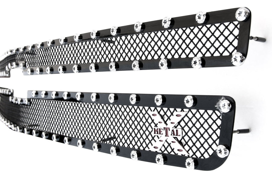 2007-2010 Silverado HD T-Rex Grilles X-Metal Grille, Black, 2 Pc, Overlay, Chrome Studs - PN #6711121