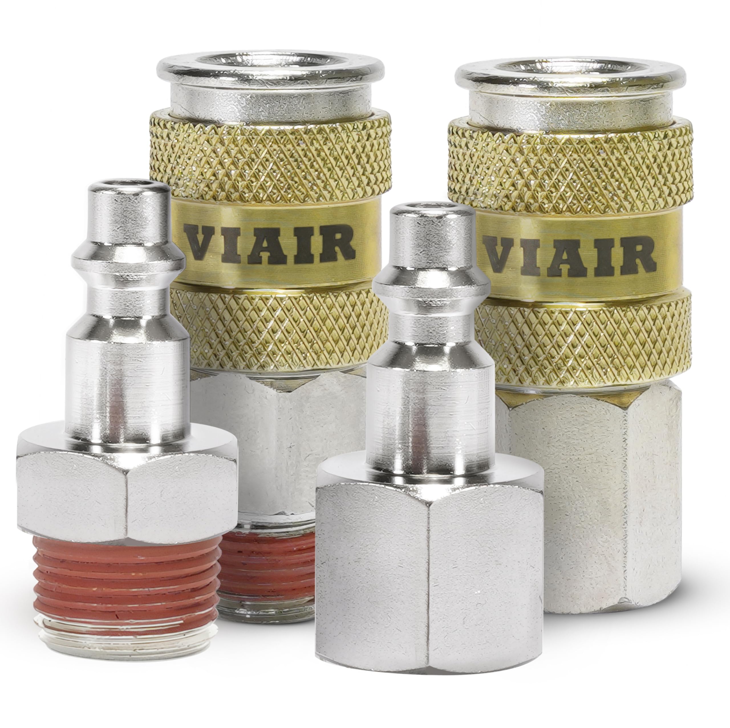 High Flow Couplers 3/8" NPT M & F, Quick Connect Studs 3/8" M & F, with ViAIr Logo