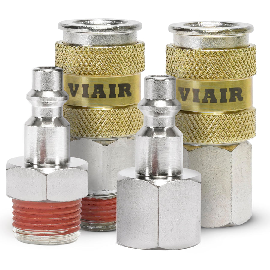 High Flow Couplers 3/8" NPT M & F, Quick Connect Studs 3/8" M & F, with ViAIr Logo