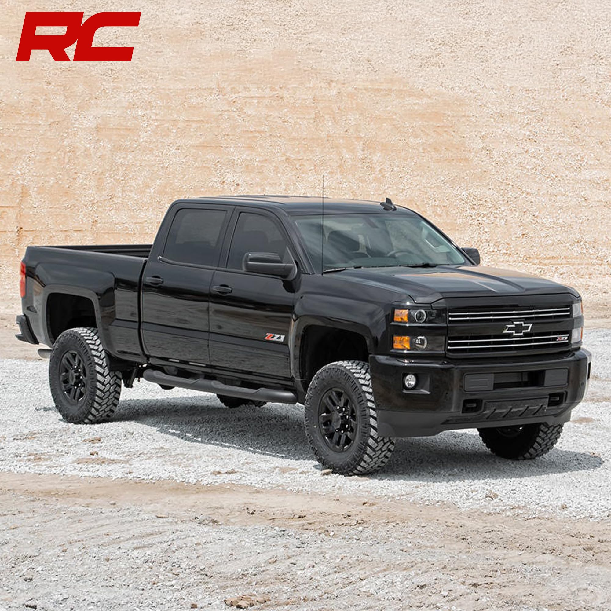 3.5" Lift Kit Rough Country w/N3 Shocks for Chevy Silverado & GMC Sierra 2500HD/3500HD (2011-2019 with Factory Rear Overload Springs) - Red Control Arms
