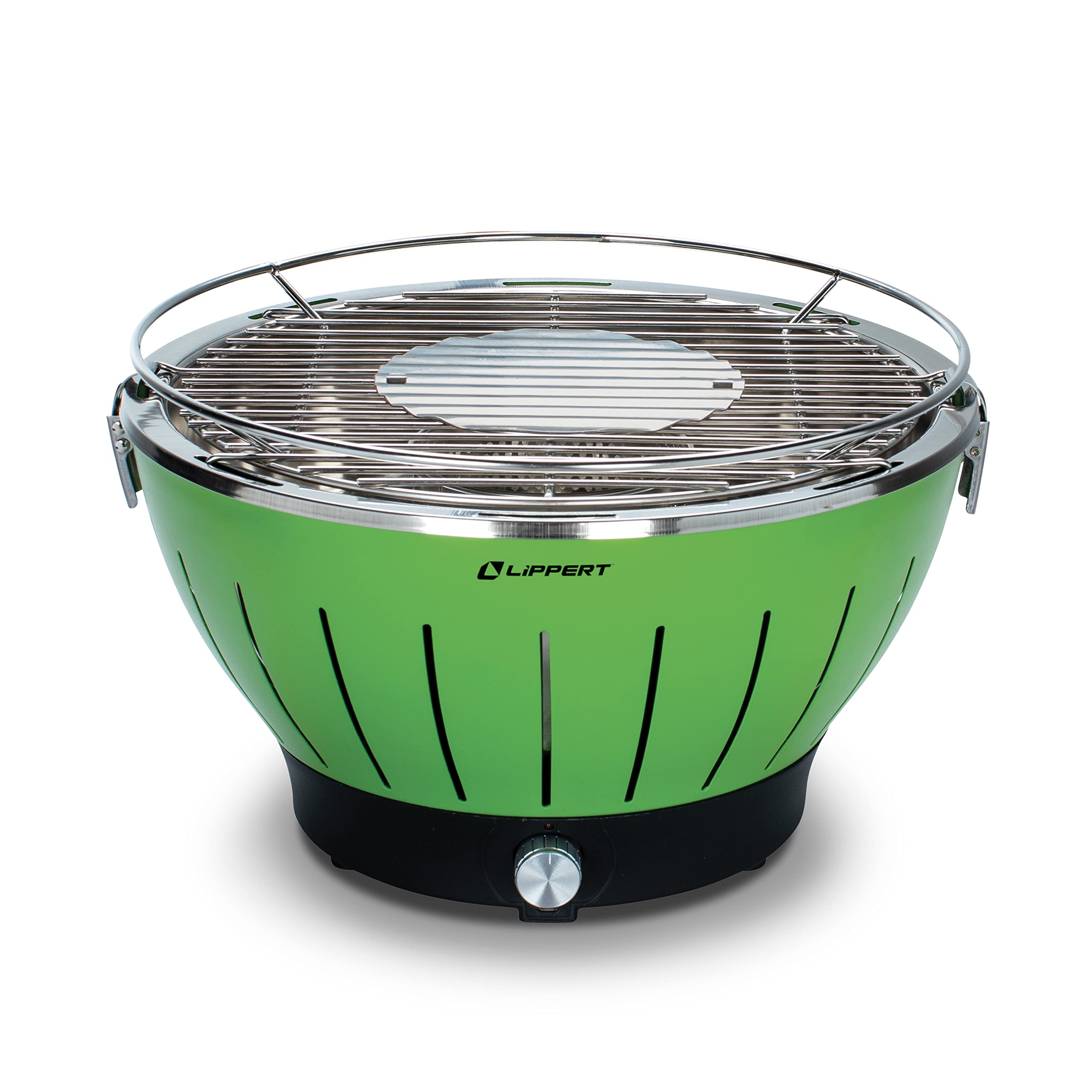 Lippert Portable Grill Odyssey - Compact and Versatile Charcoal Grill for Camping, Tailgating, and Outdoor Cooking - Lightweight and Durable Design with Large Cooking Surface - Green