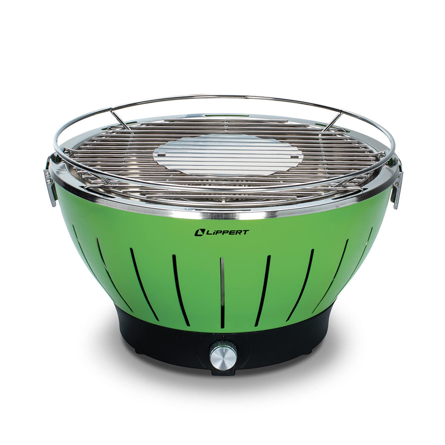 Lippert Portable Grill Odyssey - Compact and Versatile Charcoal Grill for Camping, Tailgating, and Outdoor Cooking - Lightweight and Durable Design with Large Cooking Surface - Green