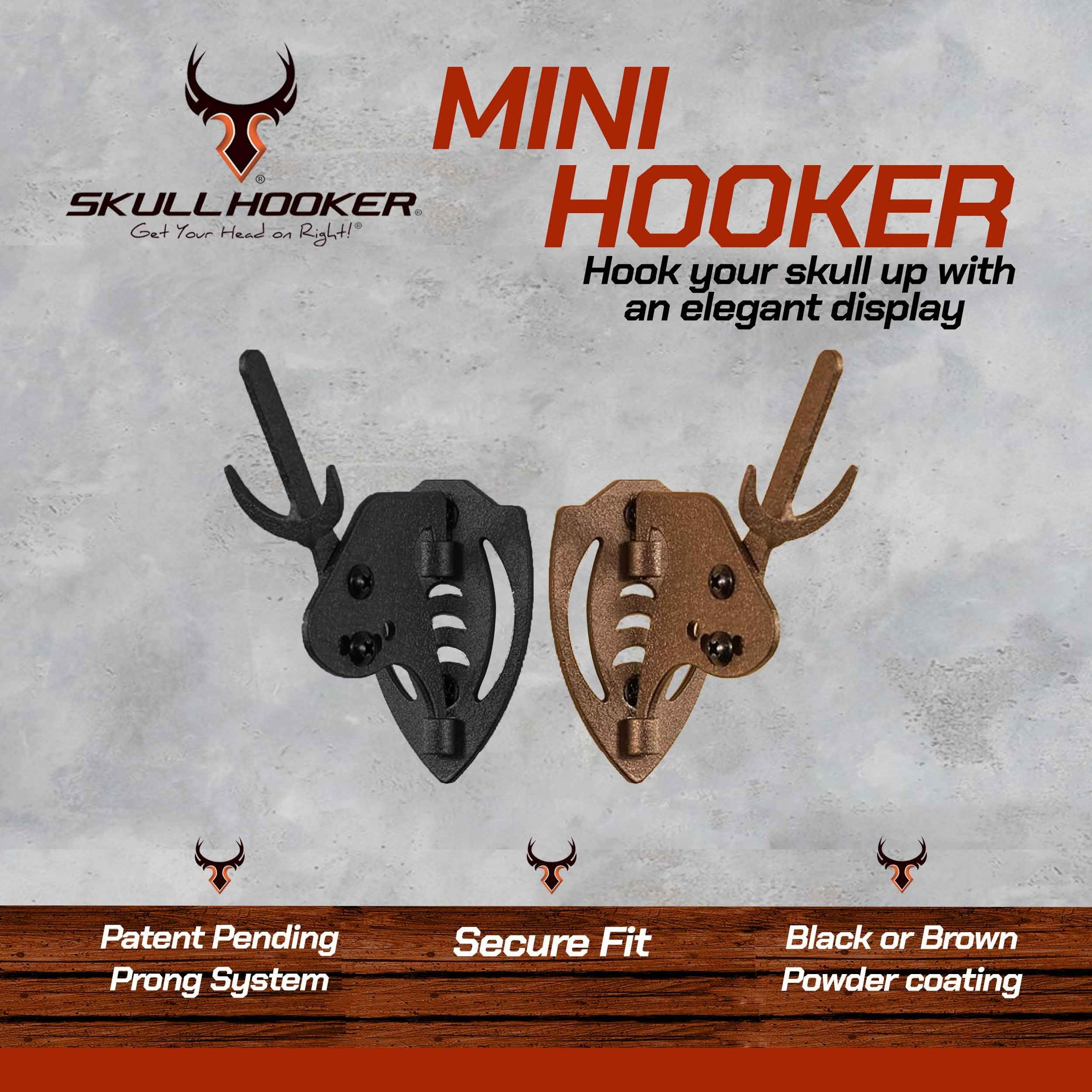 Skull Hooker Skull Hanger Mini Hooker - Perfect Kit for Hanging and Mounting Taxidermy Bear, Small Deer, Pronghorn, and Other Smaller Skulls for Display, Graphite Black