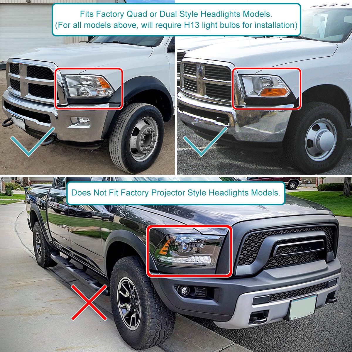 Light Smoke SPEC-D TUNING Headlights Compatible with 2009-2018 Dodge RAM 1500/2500/3500 L+R Pair Head Light Lamp Assembly