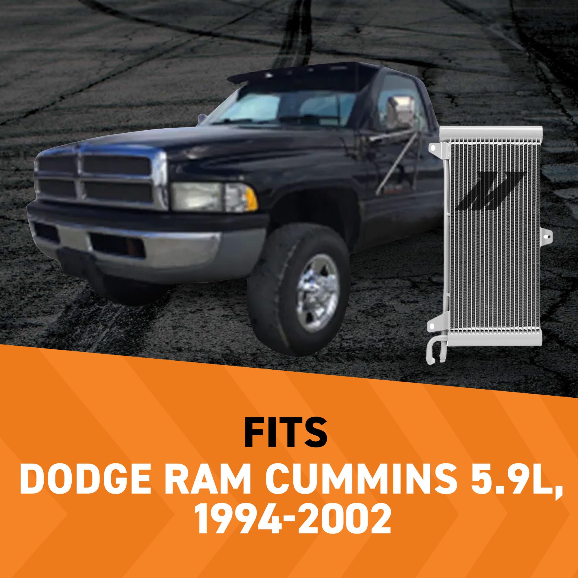 Mishimoto Transmission Cooler MMTC-RAM-94SL, Compatible with Dodge Ram Cummins 5.9L, 1994-2002, Silver