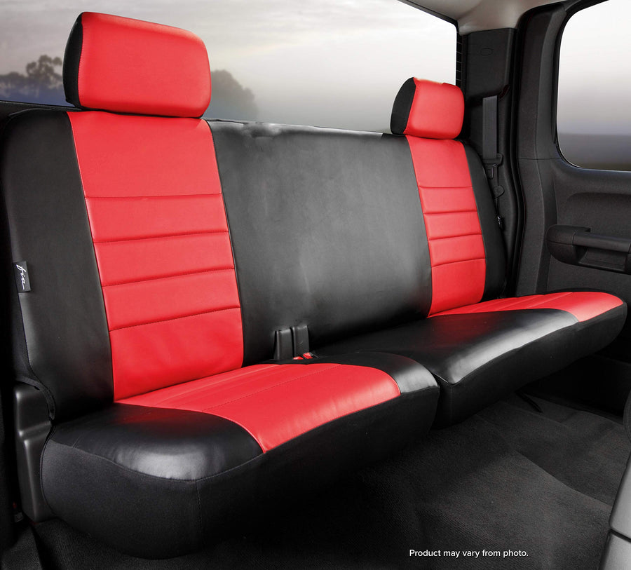Custom Fit Fia SL62-36 RED Rear Seat Cover Split Cushion 60/40 - Leatherette, (Black w/Red Center Panel)