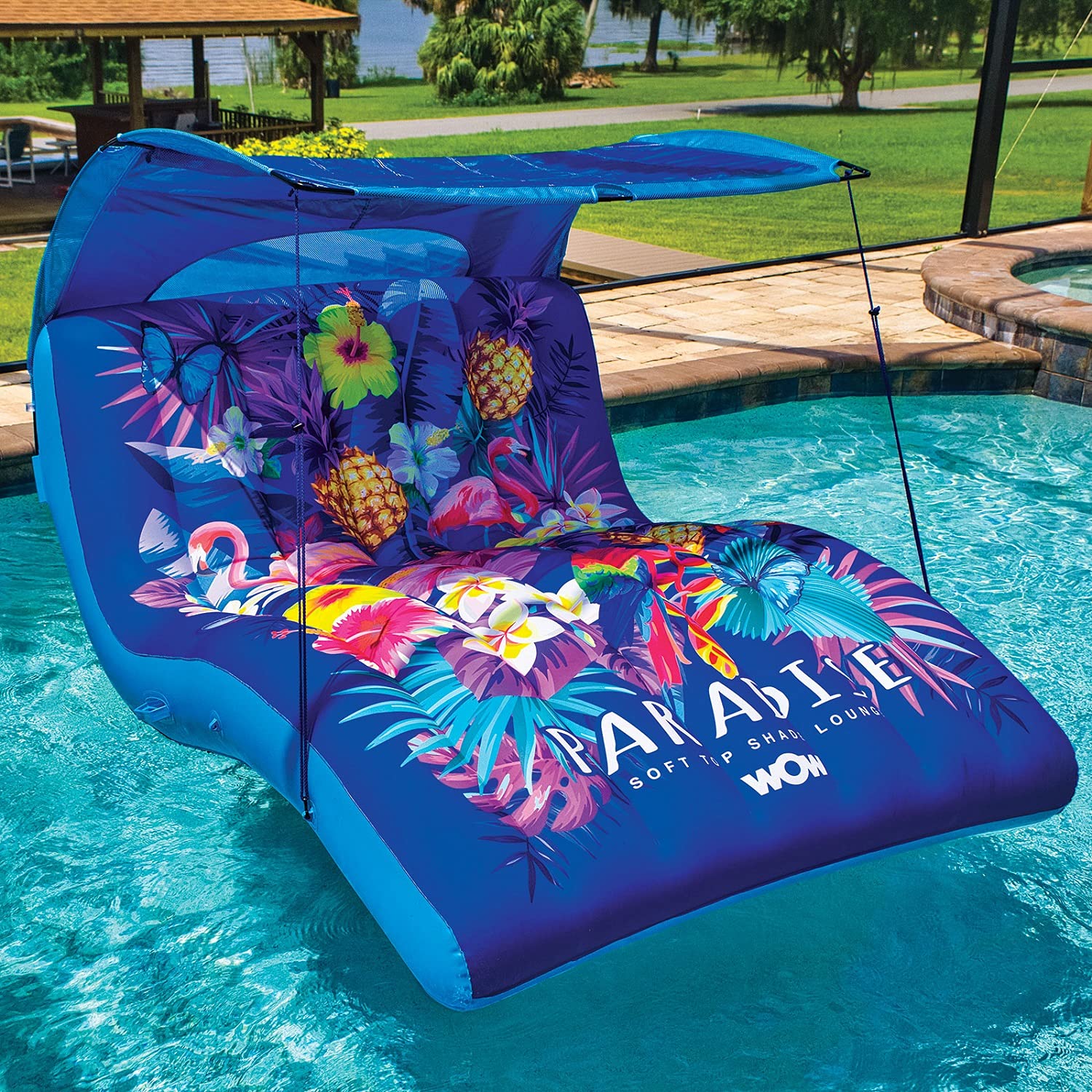 Paradise Lounger - WOW Sports - Ergonomic Floating Chair - 2 Person Pool Float With Canopy