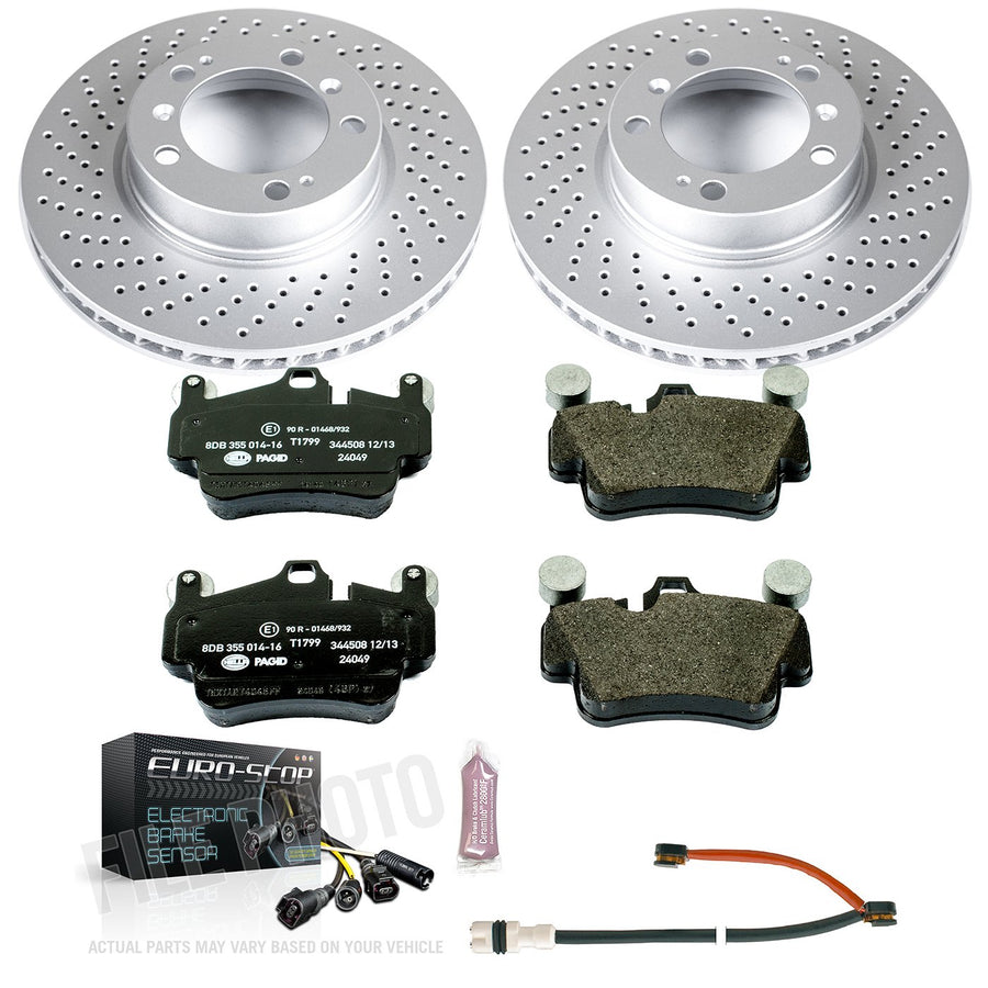 Power Stop Front ESK6731 Euro-Stop Brake Kit and 2 Front Sensor Wires For Porsche 911 2006-2008, Porsche Boxster 2007-2012, Porsche Cayman 2008-2012 [Model Specific]