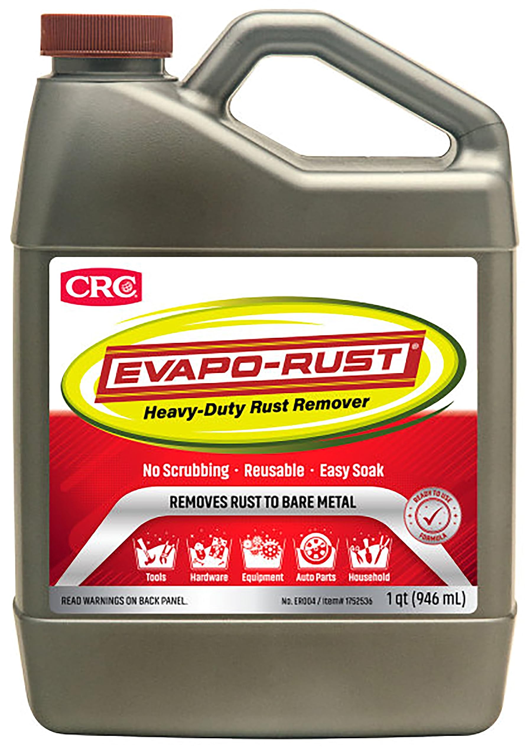 Heavy-Duty CRC Evapo-Rust, Rust Remover, Reusable, Acid-Free, Non-Corrosive, Water-based, 32 oz, Removes Rust to Bare Metal