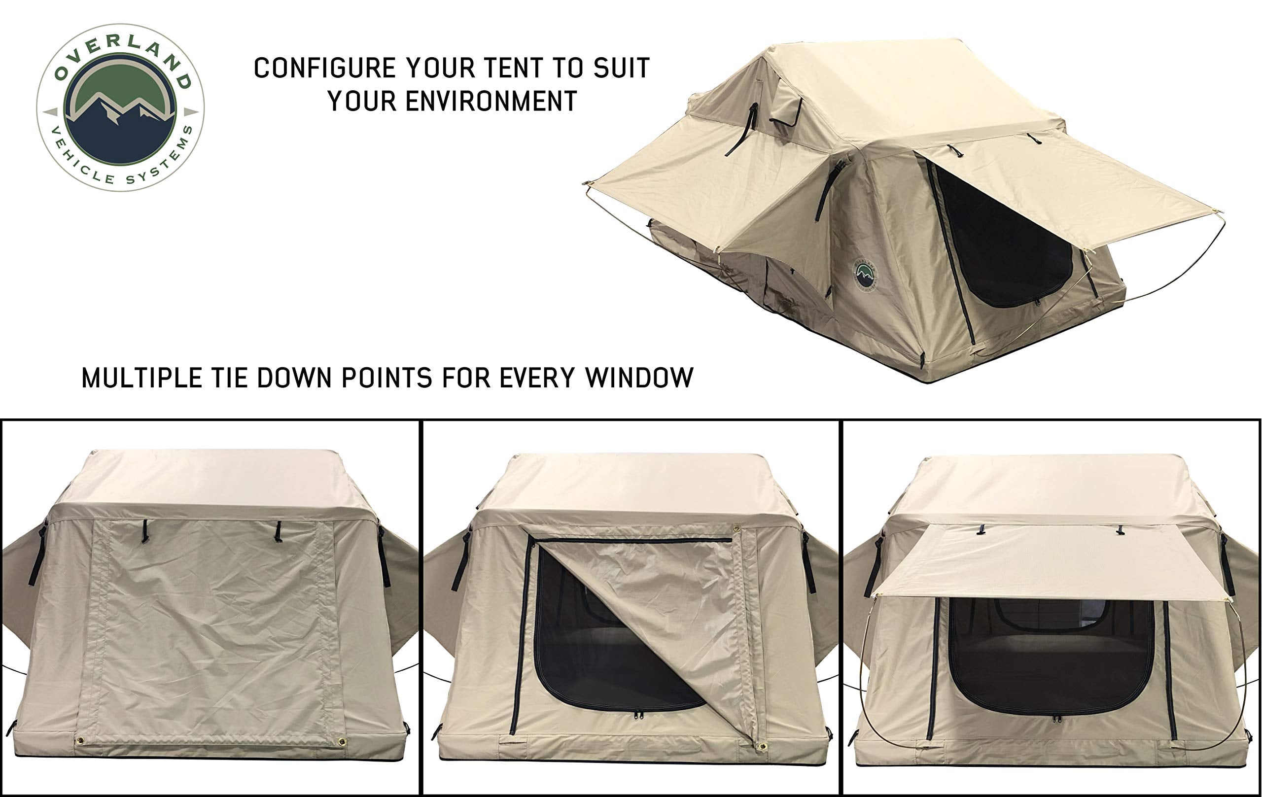 3 Person TMBK Roof Top Tent with Rain Fly Tan Base & Green Rainfly