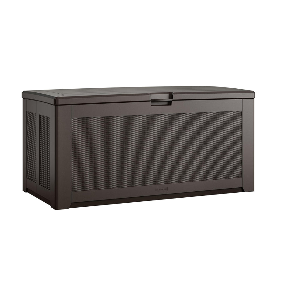 Rubbermaid Outdoor Storage Extra Large Deck Box (134 Gal), Weather Resistant, Brown, Deck Organization for Home/Backyard/Pool Chemicals/Toys/Garden Tools/Porch/Patio Cushions