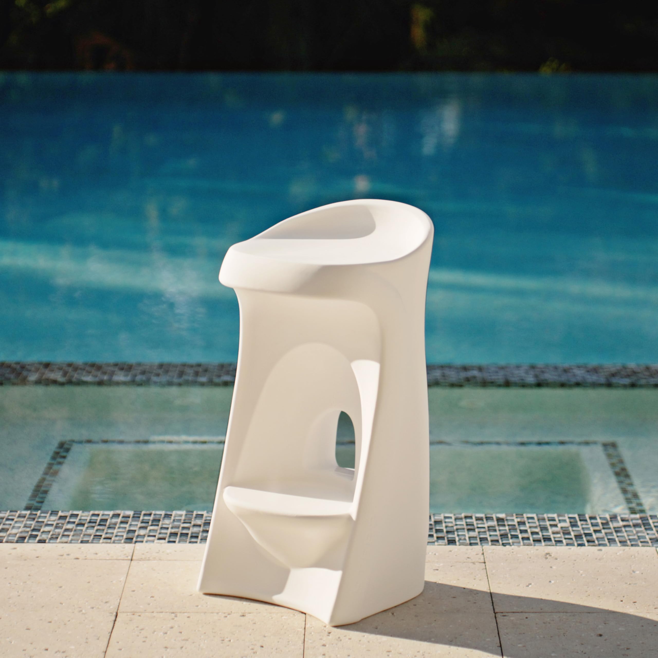 In-Pool Stool Step2, Waterproof Outdoor/Indoor Patio Furniture, Bar Stool, Pool Lounge Chair, Made of Durable Resin, Weighted, White