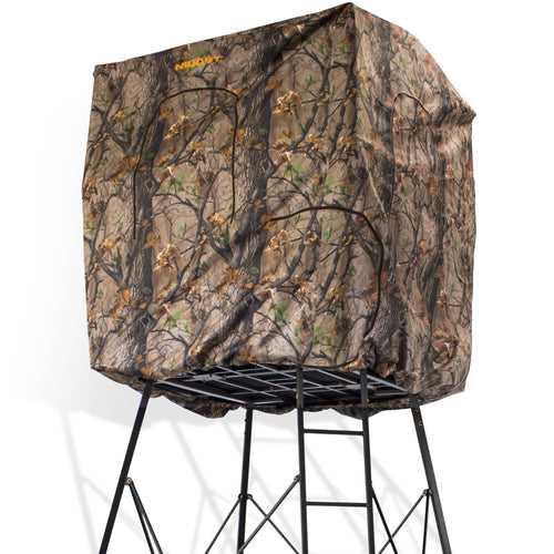 7' Tall MUDDY Quad Pod Steel Hunting Blind Cover with 4 Zippered Windows (Stand Not Included) - Portable Camouflage Shelter and Gear