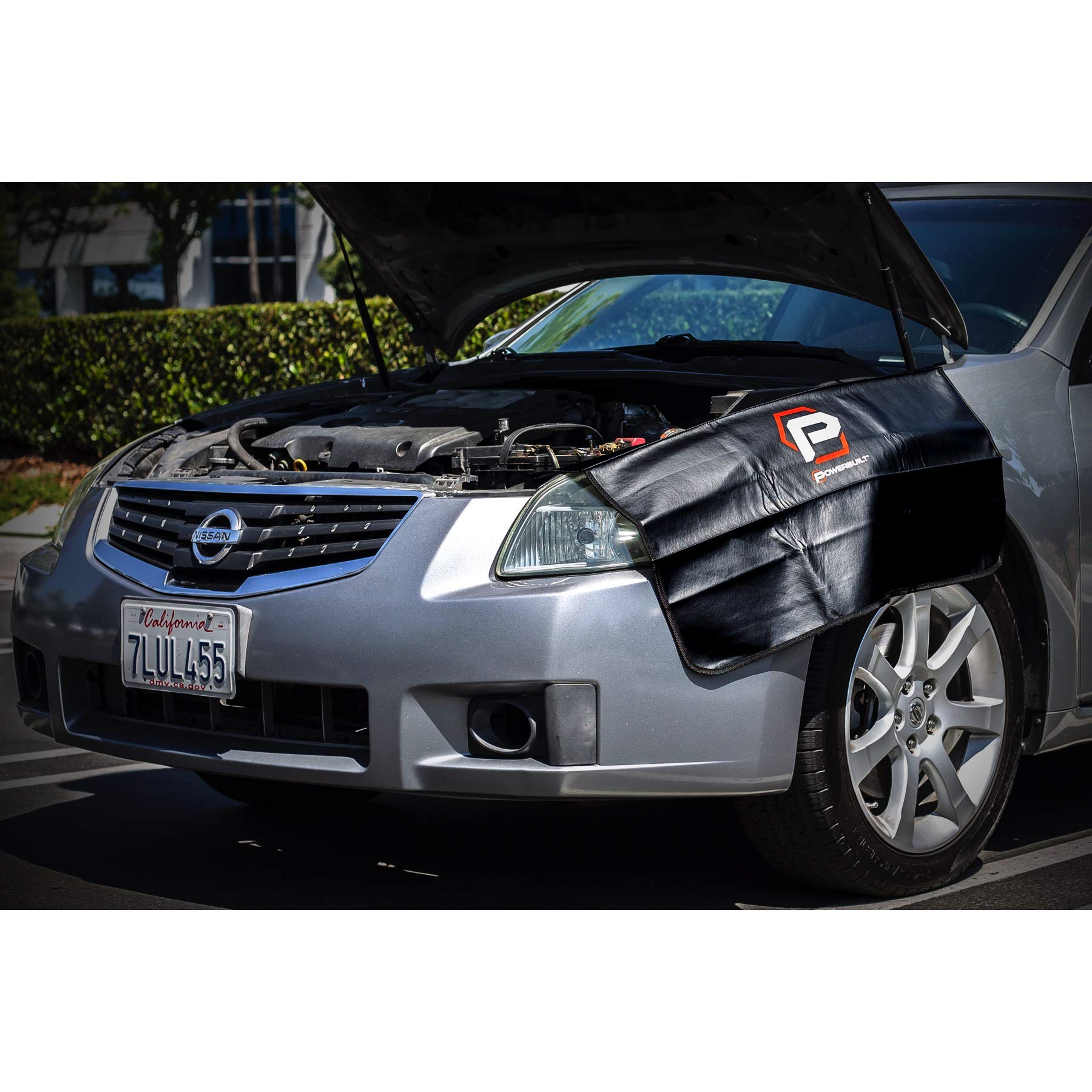 Powerbuilt 24"x 34" Fender Cover Black Plush Vinyl Protector Pad Mat, Mechanic and Car Repair Under Hood Protection - 640083