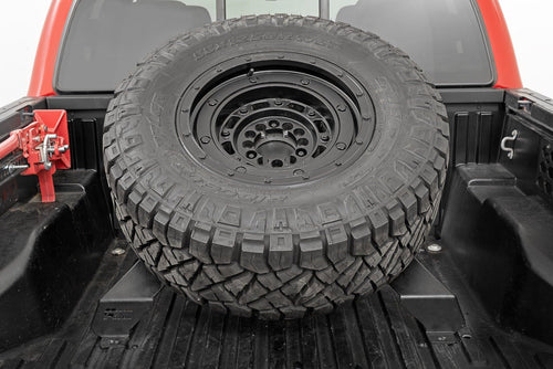 Rough Country Spare Tire Carrier Bed Mount for Toyota Tacoma Trucks (2016-2023) - Fits up to 40" Tires, Off-Road Tire Holder for Truck Beds