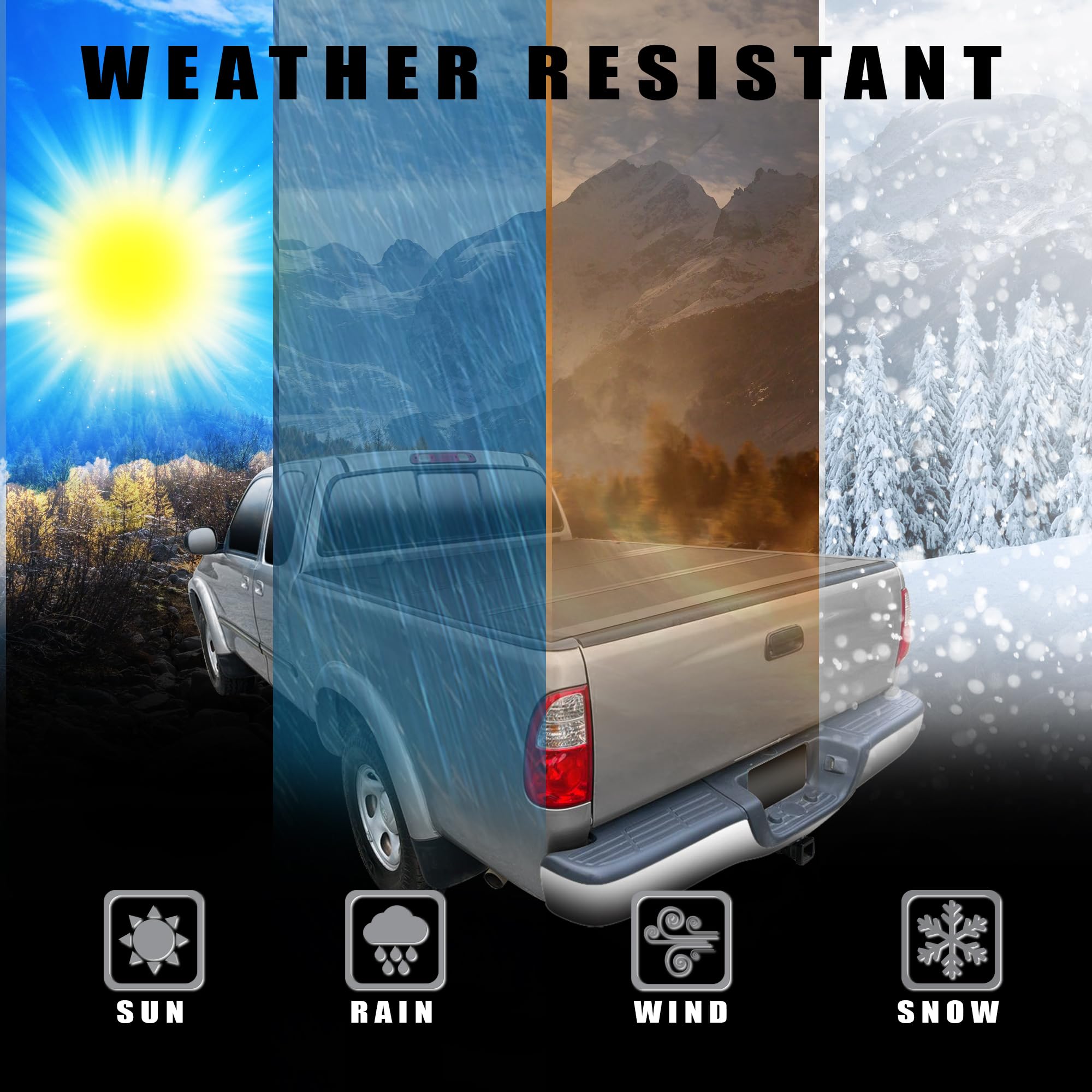 Toyota Tundra Low Profile Hard Tri-Fold Bed Cover for 2004 2005 2006 Toyota Tundra 6.2 Ft (74.4") | CoveRex TFX Series | 8705353