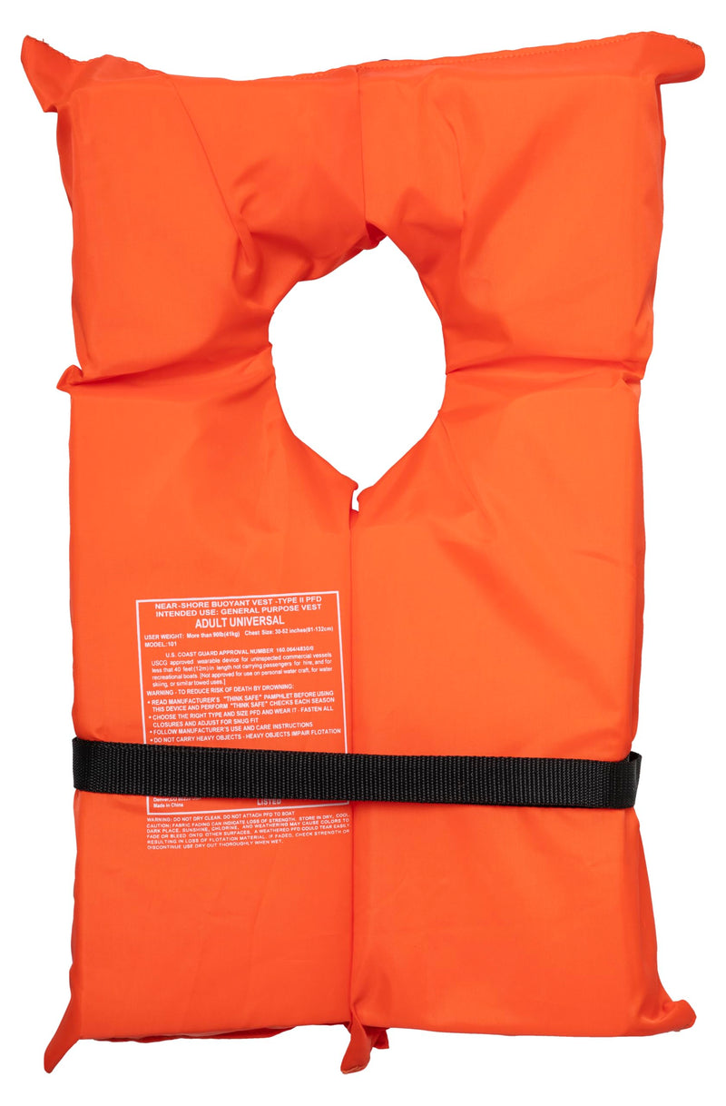 Type II AIRHEAD Keyhole Life Vest - Orange, Adult Universal 10000-15A-OR-NS
