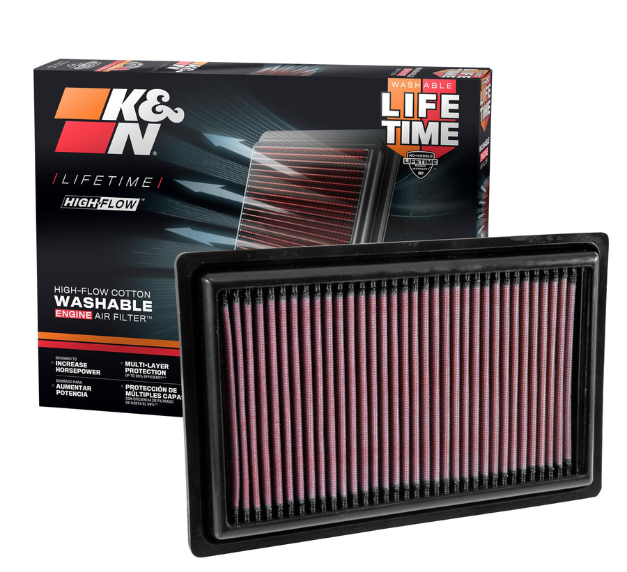 High-Flow K&N Original Lifetime Engine Air Filter: Increase Power: Premium, Washable: Compatible with 2013-2021 MERCEDES BENZ: (Se Product Description for Select Models) 33-3034