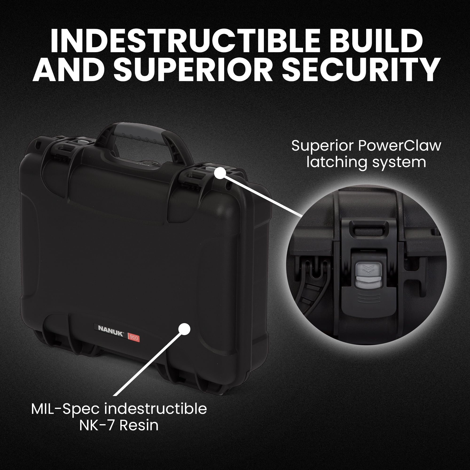 NANUK 910 Hard Case with Cubed Customizable Foam, IP67 Waterproof, Dustproof and Impact Resistant, 14.3” x 11.1” x 4.7”, Rugged Construction for Ultimate Protection, Made in Canada – Black