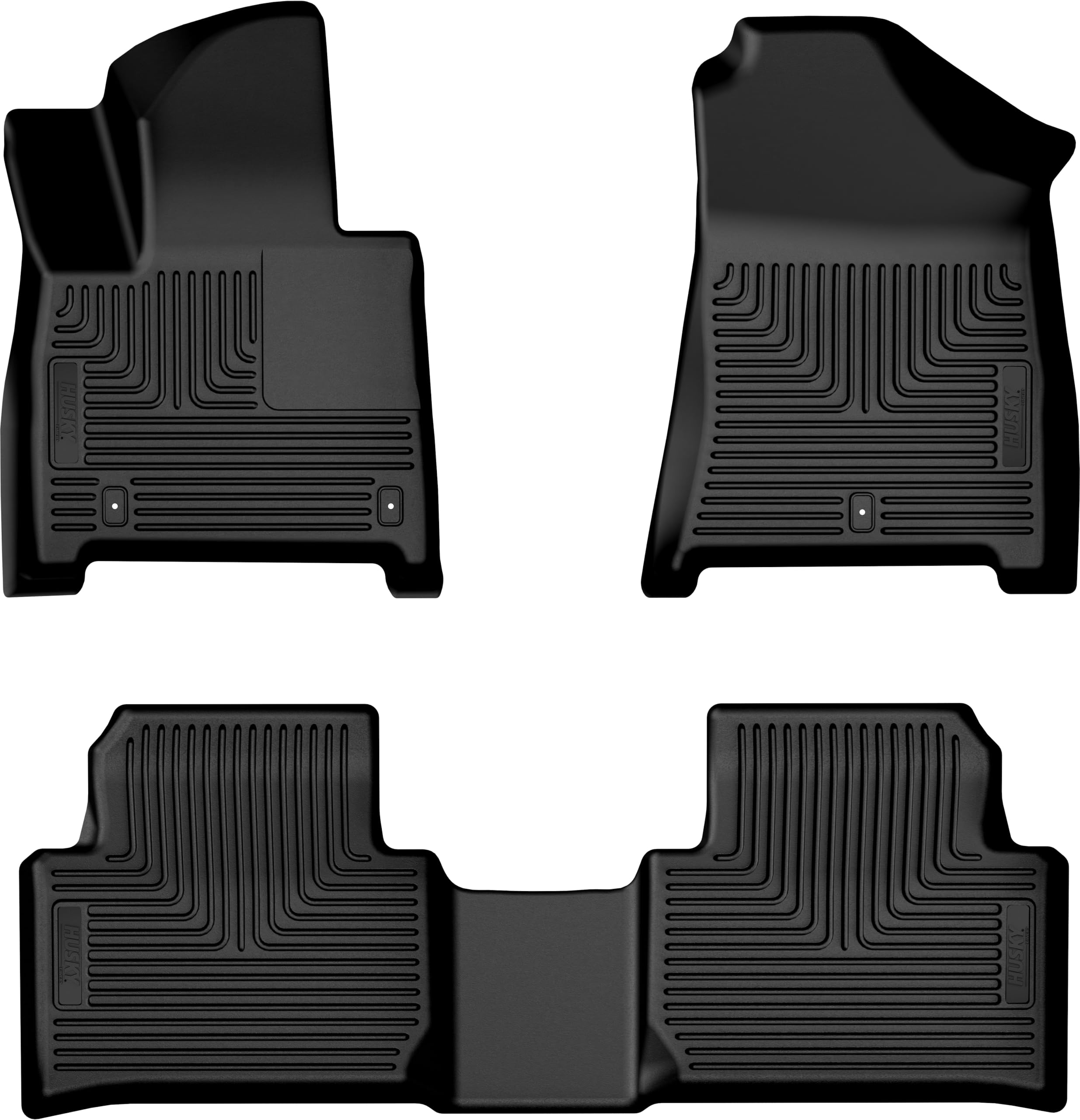 Weatherbeater Husky Liners Floor Mats | Fits 2024-2026 Hyundai Santa Fe | Front & 2nd Row, 3-pc Black - 95961