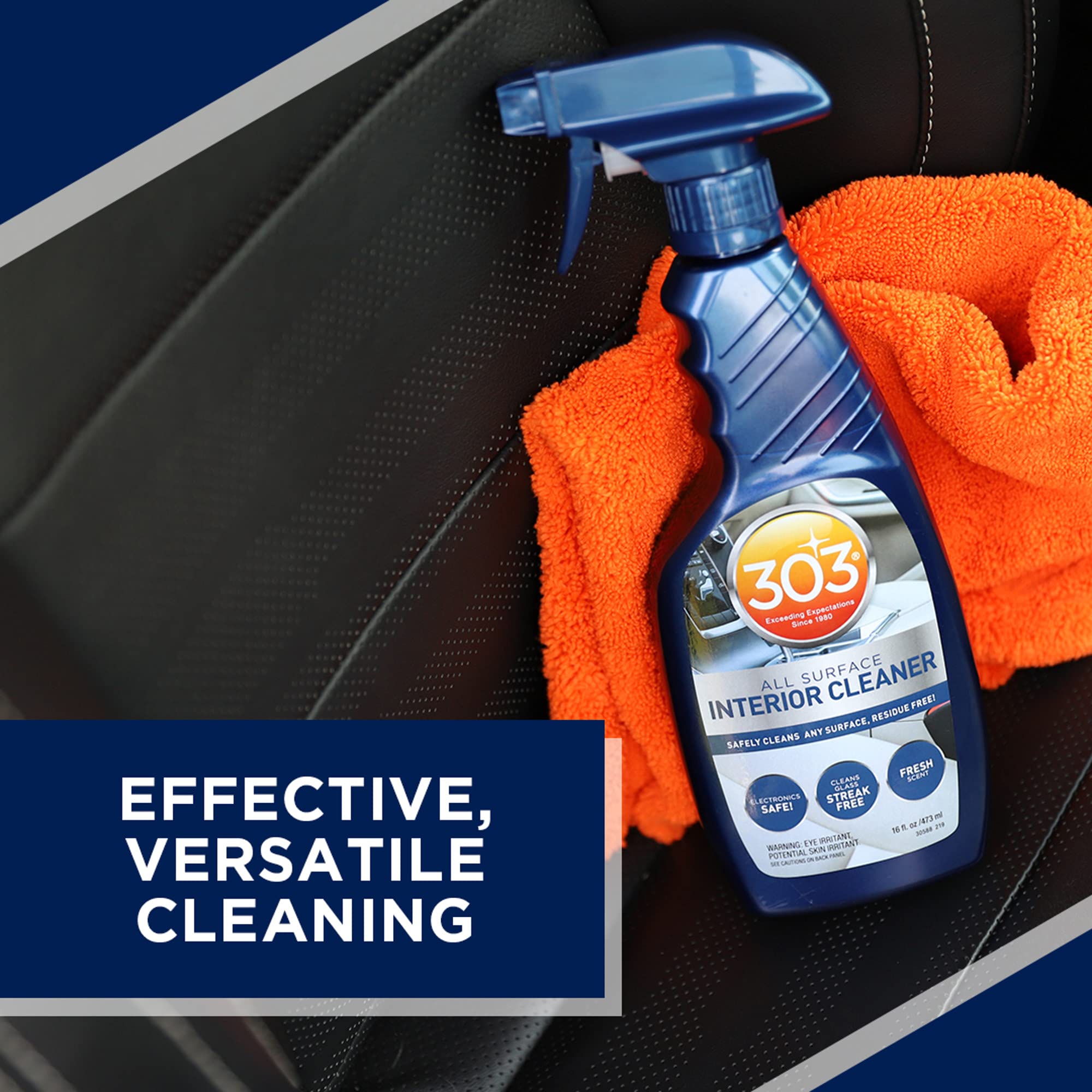 Interior Cleaner 303 Products - Cleans Any Surface Easily, Residue Free - Great for Use on Touch Screens, Including LCD - Cleans Glass Streak Free, 16 fl. oz. (30588)