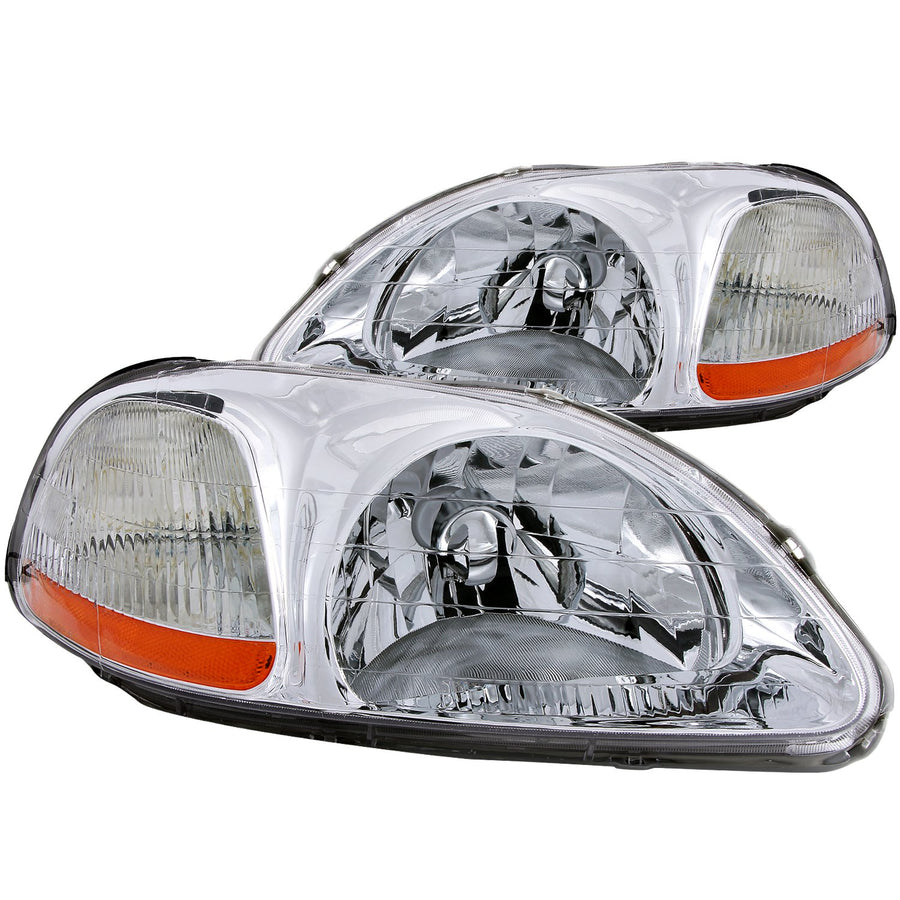 Honda Civic Anzo USA 121161 Crystal Chrome Headlight Assembly - (Sold in Pairs)