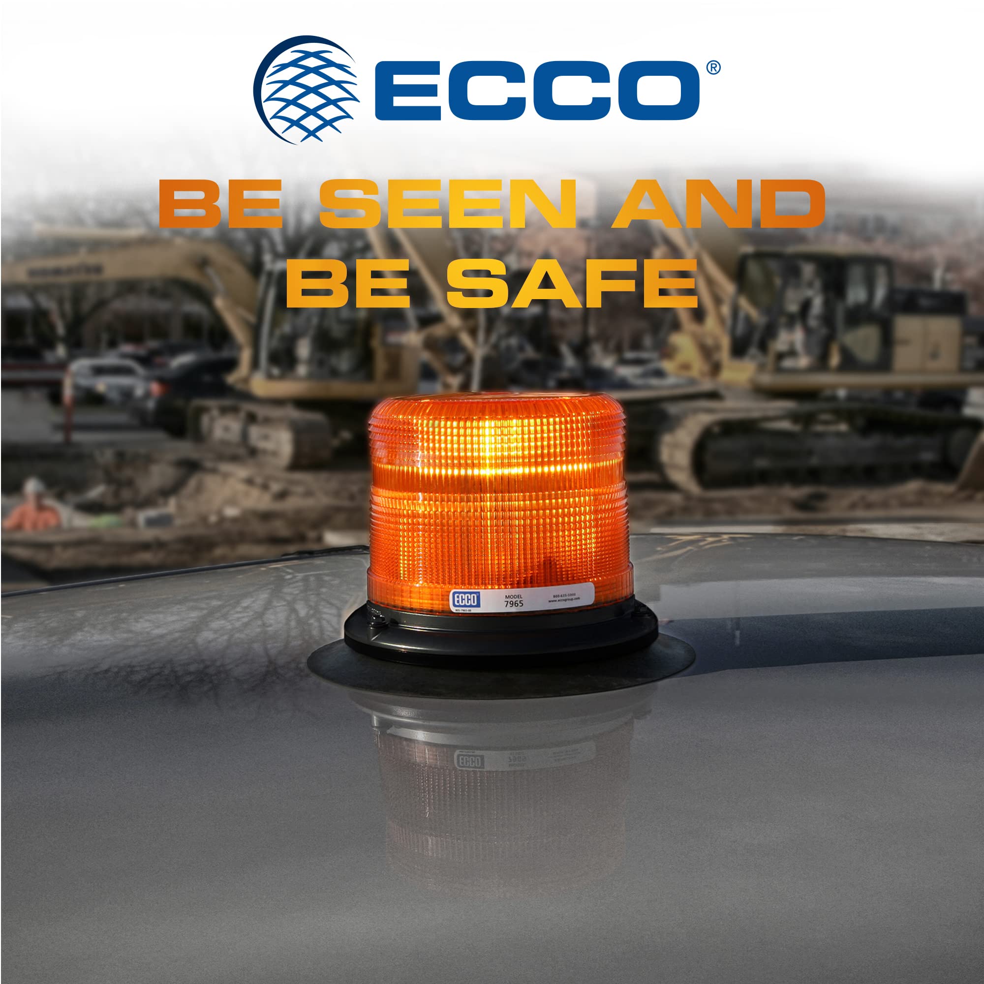 7945A ECCO 7945 Series Pulse 2 Beacon Light 3 Bolt / 1 Inch Pipe Mount, Amber