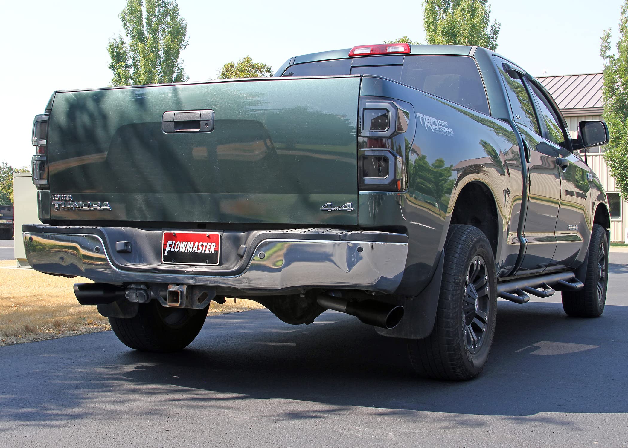 Flowmaster FlowFX 718106 Cat-Back Exhaust Kit 2.5 Inch Dual Side Exit 409 Stainless Steel 4.5 Inch Black Ceramic Tips Compatible with 2007-2009 Toyota Tundra 5.7L 2/4WD All Wheelbases
