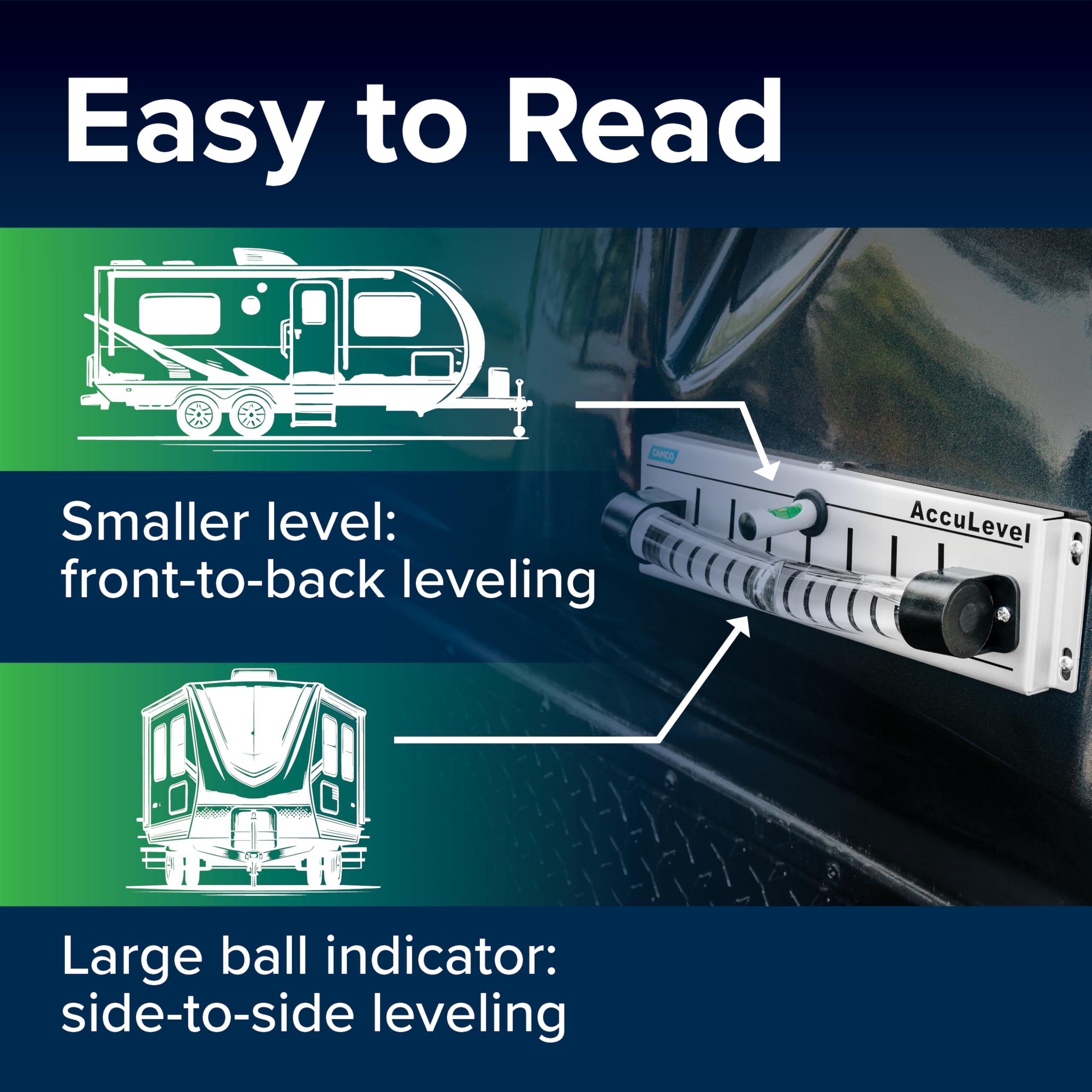 Camco AccuLevel Camper/RV - Features Front to Back and Side to Side RV Leveling - Easy to Install (25563)