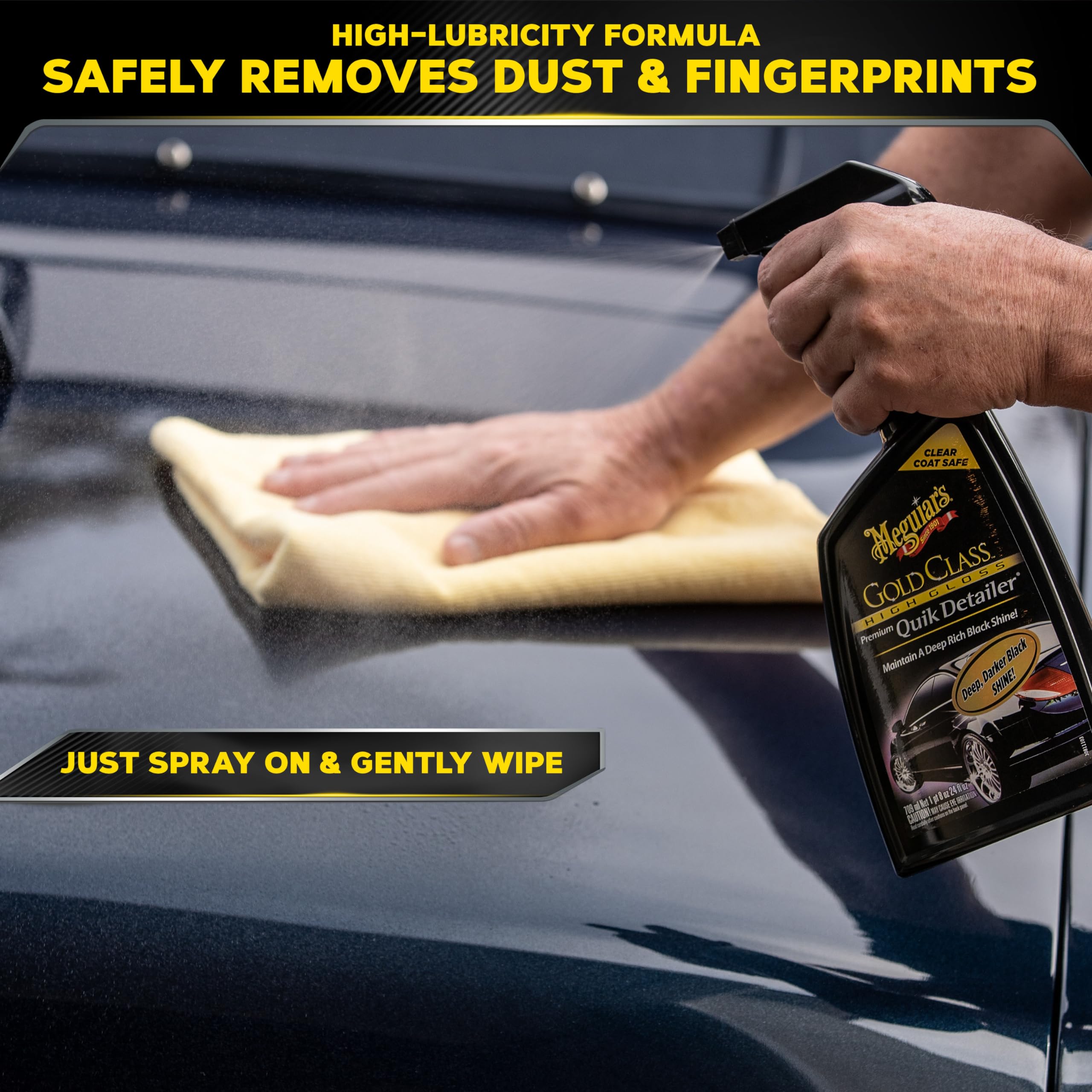 Meguiar's High Gloss Gold Class Premium Quik Detailer, High Lubricity Automotive Quick Detailer Spray that Preserves Wax and Leaves a Deep Dark Shine, 24 Oz Spray Bottle