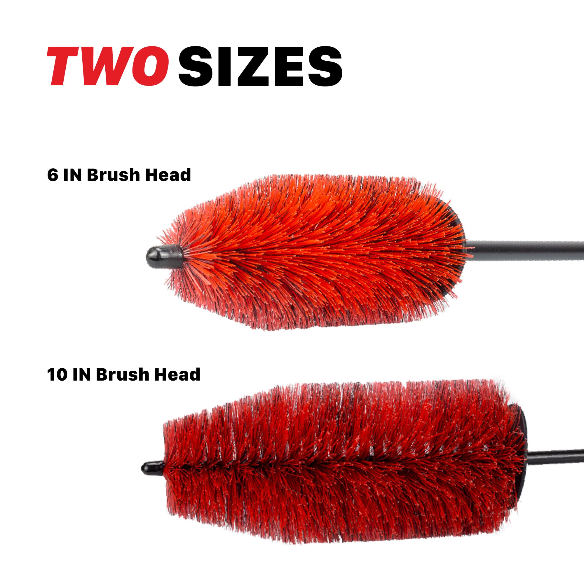 Wheel & Rim Brush Maxshine 10” (Red & Black) | Large Soft Bristle PP Material with Comfort Grip & Knuckle Guard | Scratch-Free Wheel Cleaning Brush | Universal Car Detailing Tool for Rims & Tires