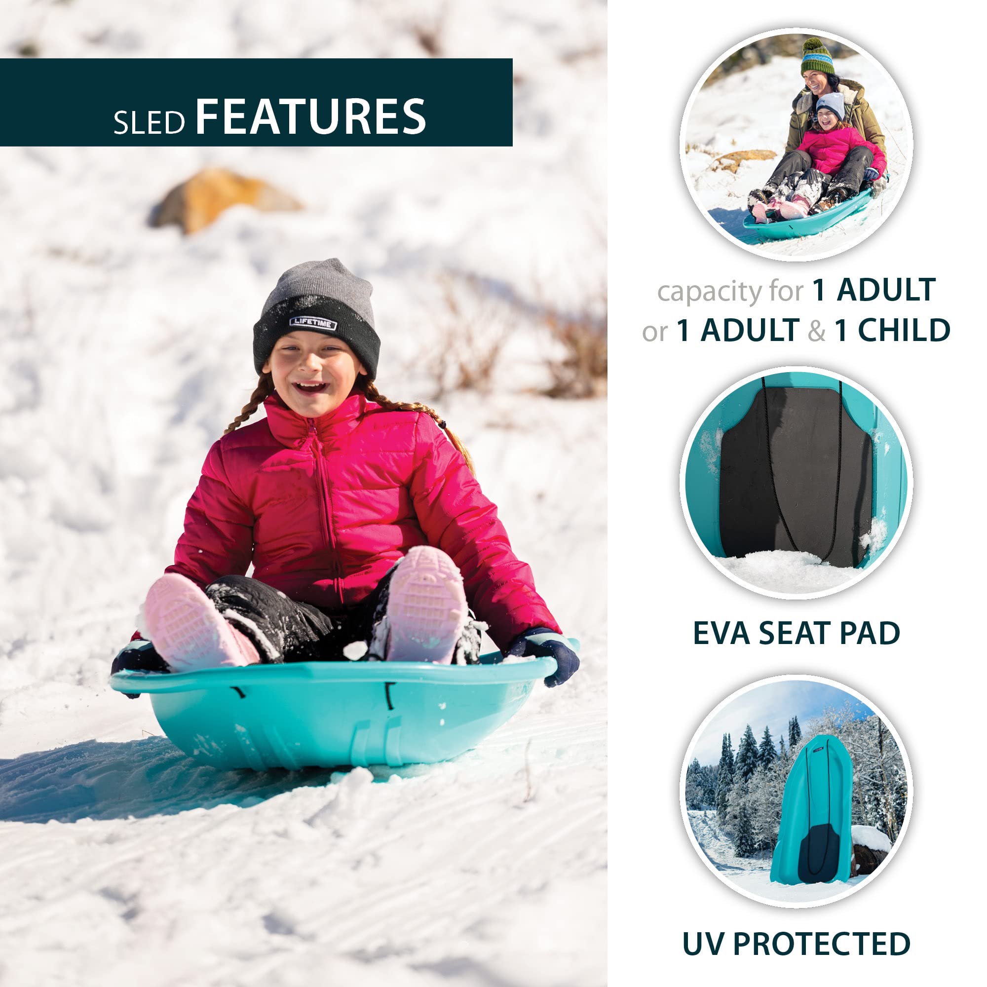 48" Lifetime Premium Snow Sled, 2 Pack