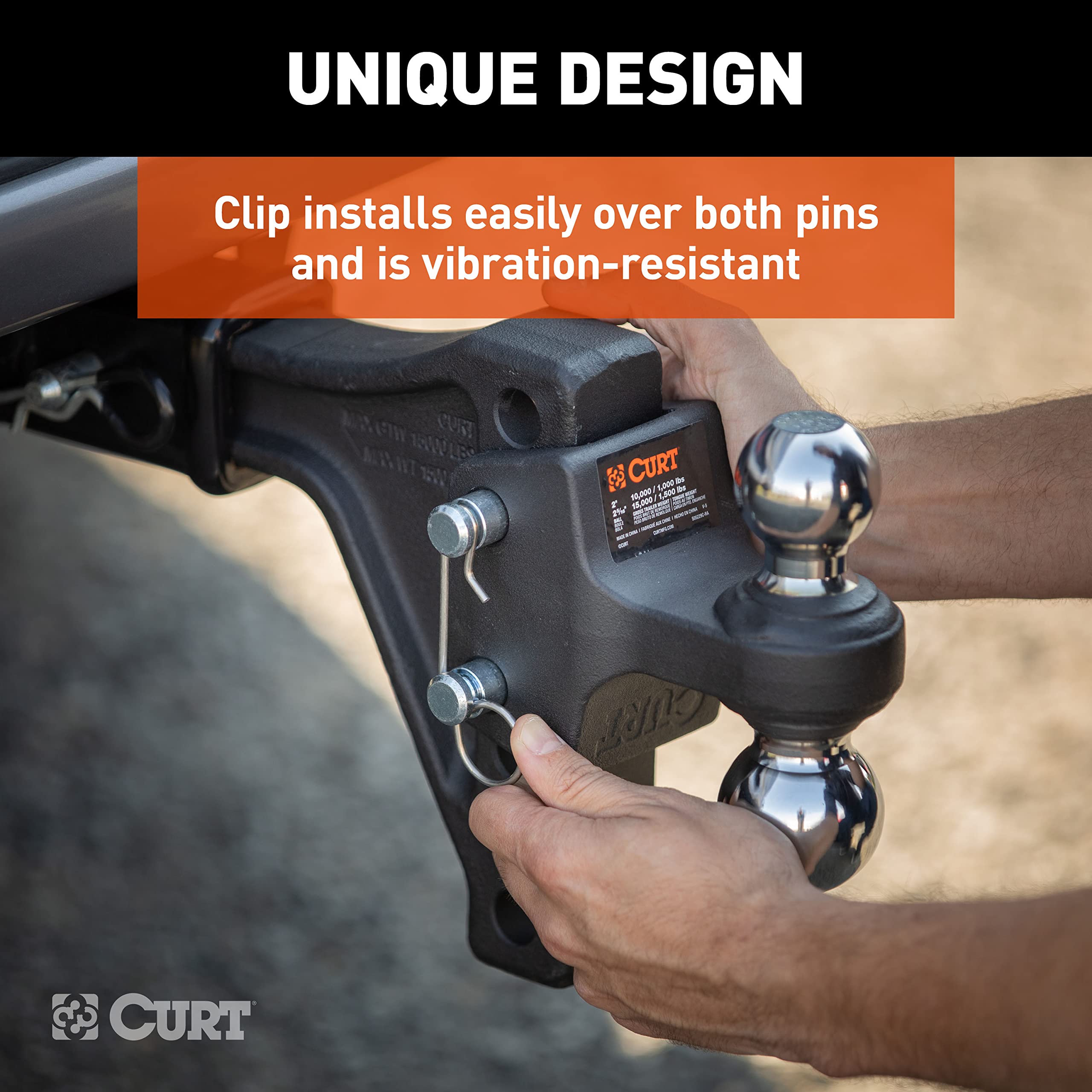 CURT Adjustable Trailer Hitch Ball Mount with Dual Ball, 2" Shank, Up to 15,000 lbs 45935