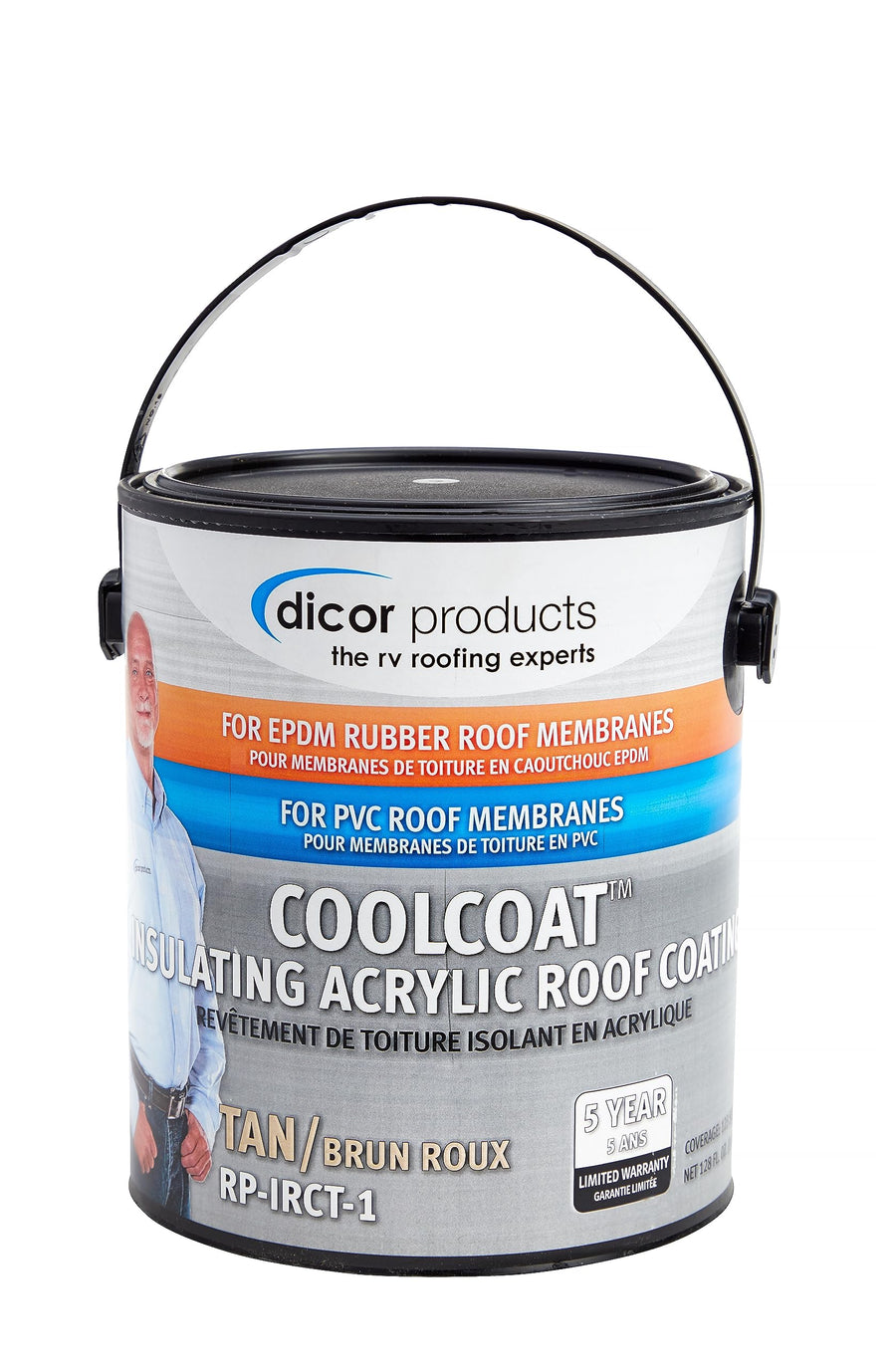CoolCoat Dicor RP-IRCT-1 Insulating EPDM Roof Coating - Tan, 1 Gallon Can