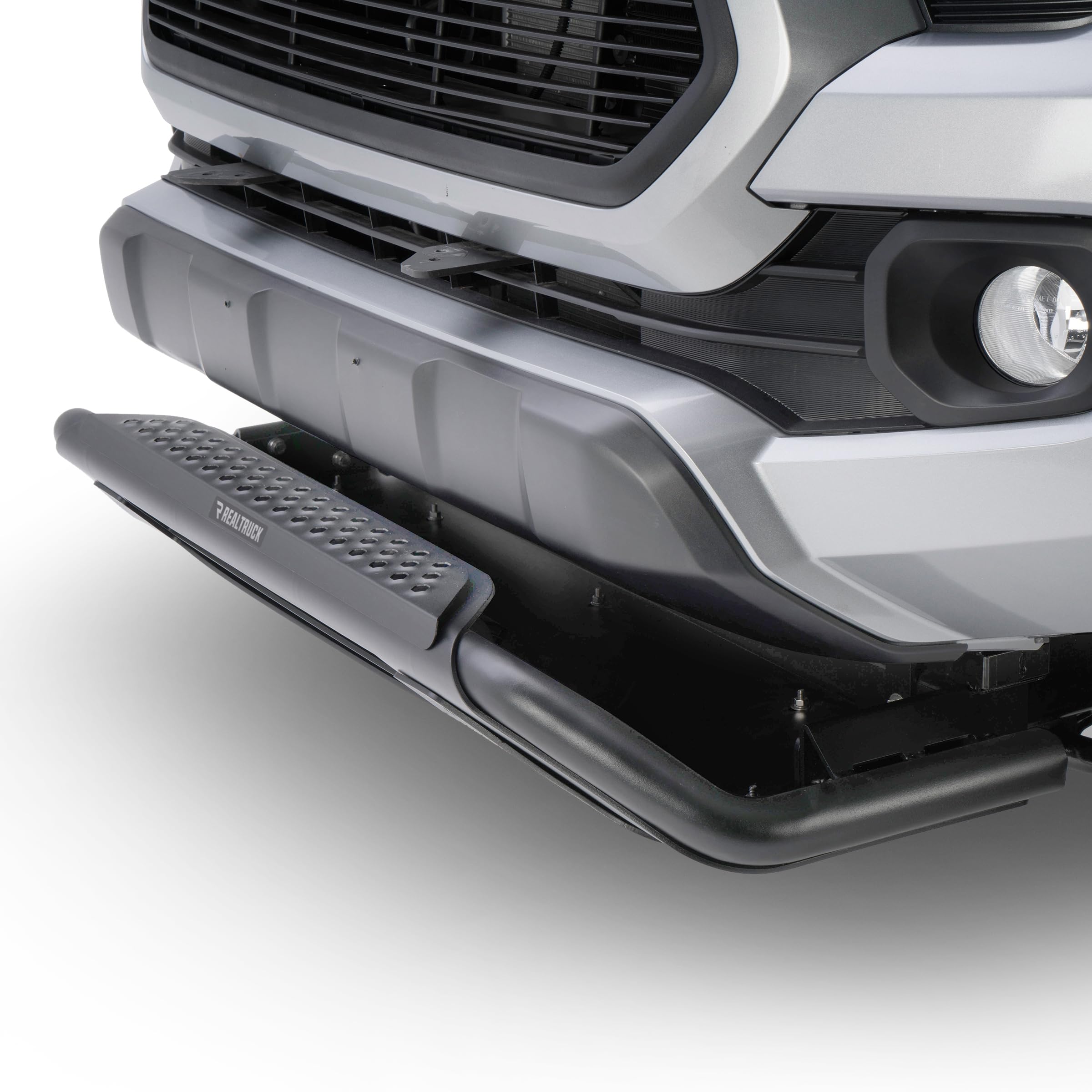RC3 Grille Guard Go Rhino w/Center Steel Step and Hole for 20" Single Row LED Light Bar | Mild Steel, Textured Black | 55211T