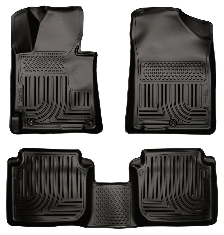 Weatherbeater Husky Liners Floor Mats | Fits 2011-2013 Hyundai Elantra Sedan; 2013 Hyundai Elantra Coupe | Front & 2nd Row, 3-pc Black - 98891