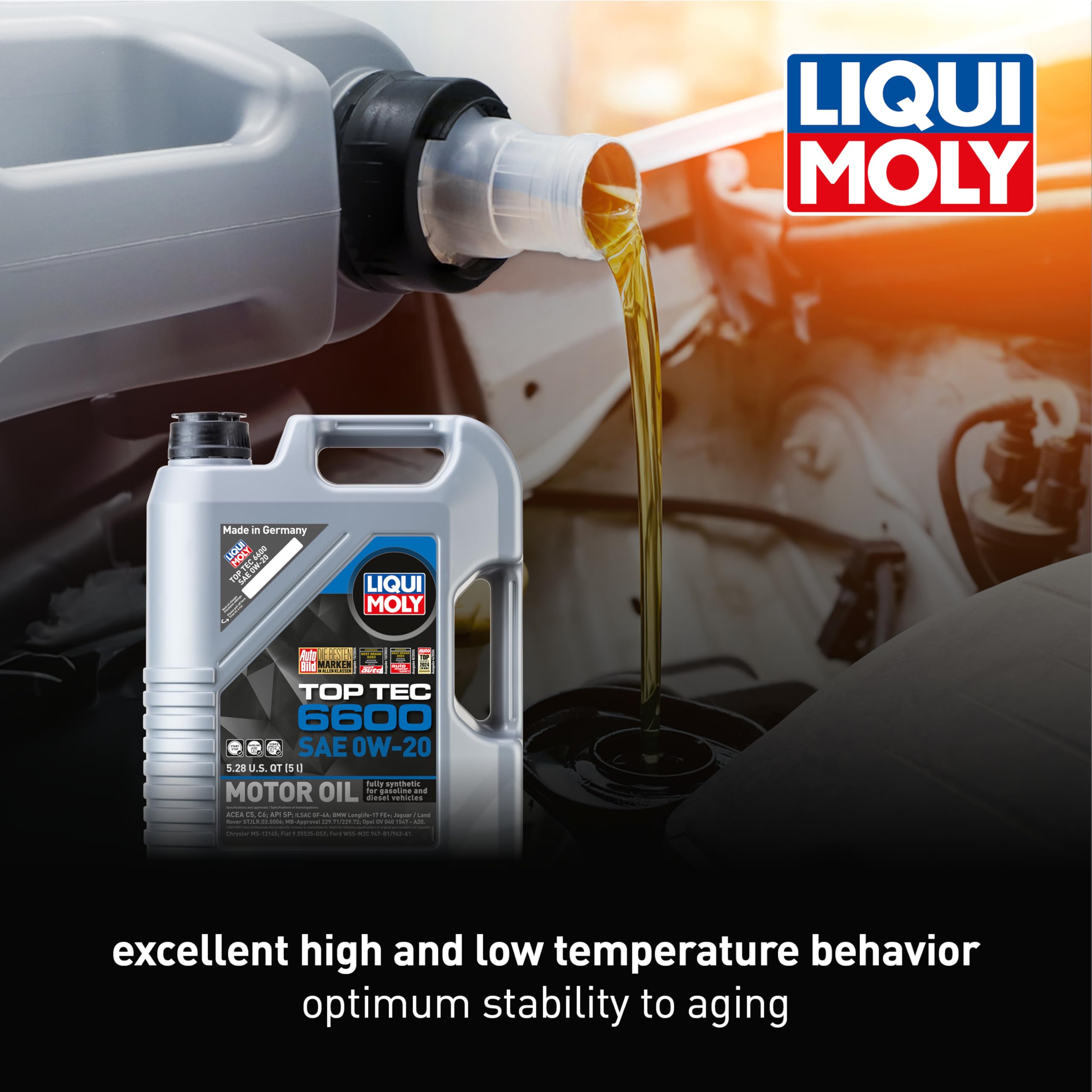 Liqui Moly SAE 0W-20 Top Tec 6600 | Fully synthetic engine oil | 5 Liter | SKU: 22046