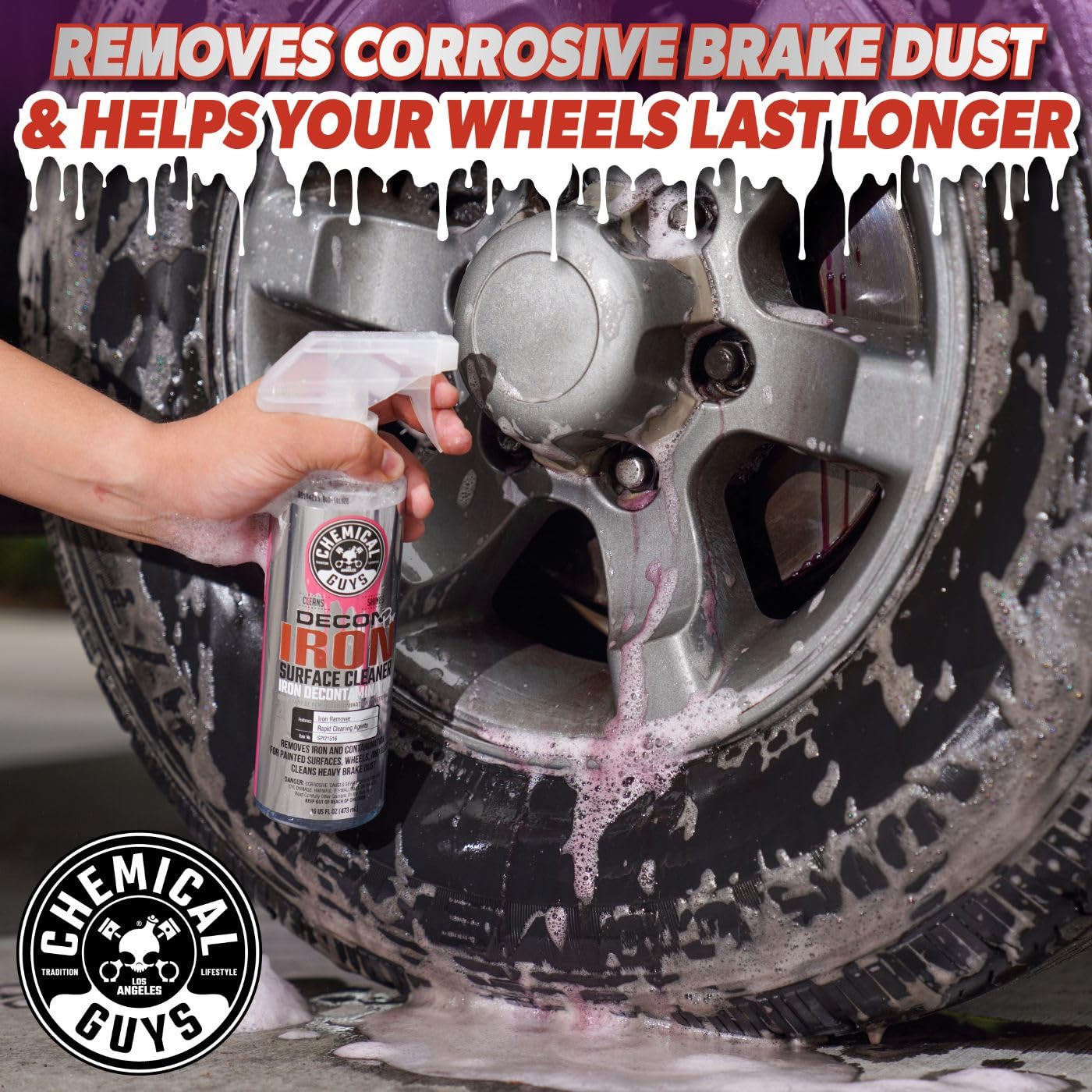 Decon Pro Chemical Guys Iron Remover and Wheel Cleaner – Professional Strength Fallout Remover, Brakes, Calipers, Exterior, Wheel and Tire Cleaner – Dissolves Brake Dust & Dirt, 16 oz
