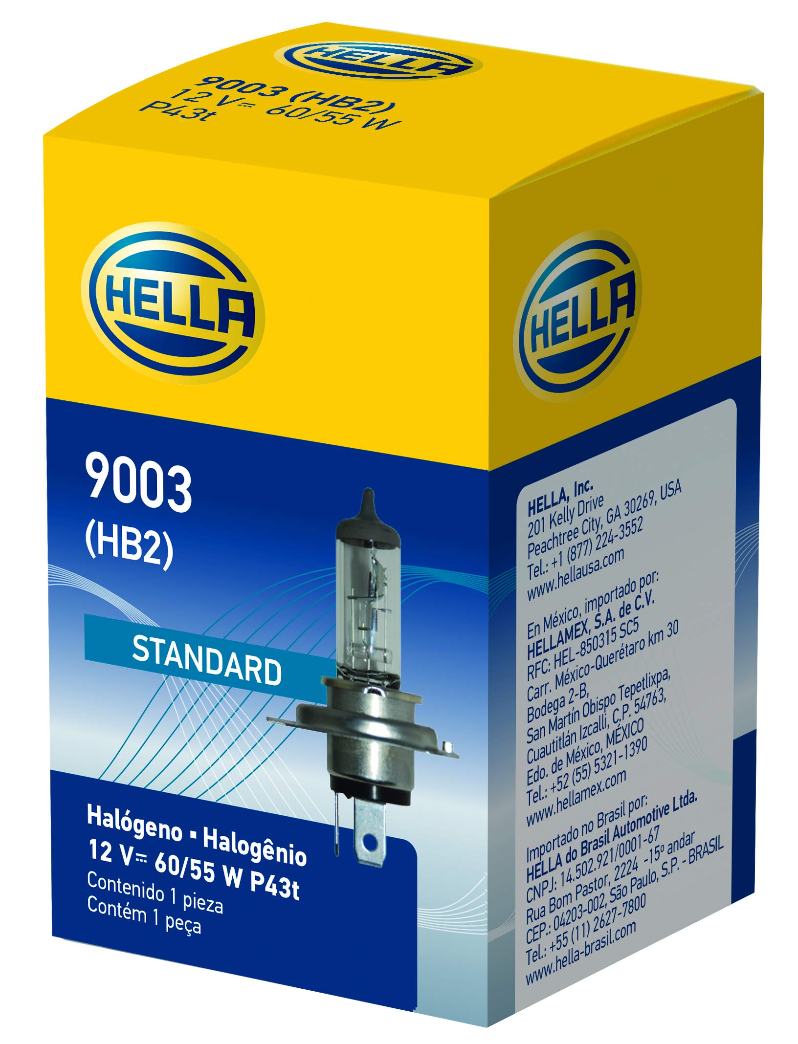 9003 HELLA Standard Halogen Bulb, 12 V, 60/55W, Clear, Standard - 60/55W