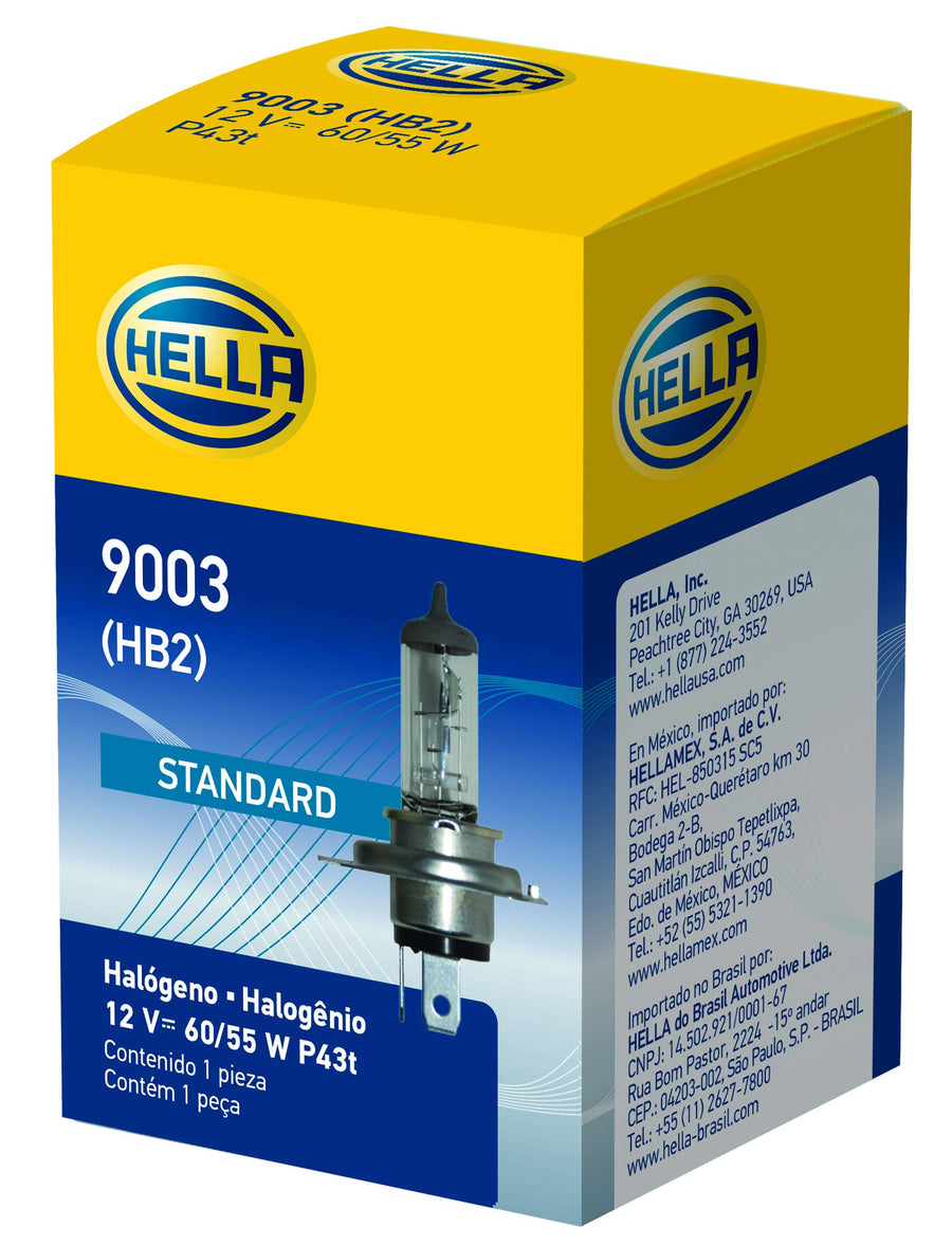 9003 HELLA Standard Halogen Bulb, 12 V, 60/55W, Clear, Standard - 60/55W