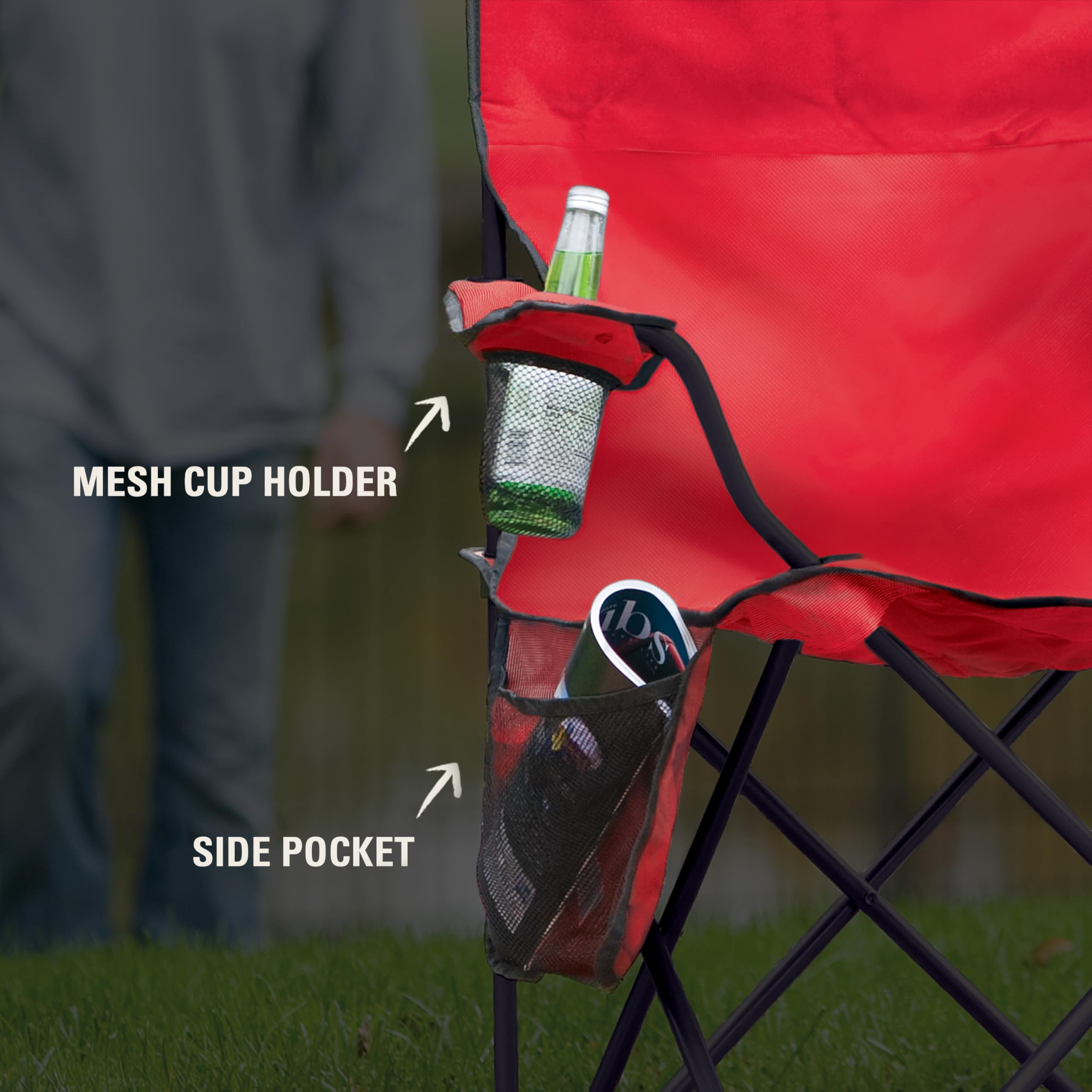 Coleman Camping Chair Portable with 4-Can Cooler, Cushioned Seat & Back with Side Pockets & Cup Holder, Carry Bag Included, Great for Camping, Tailgating, Firepits, Patio, & More