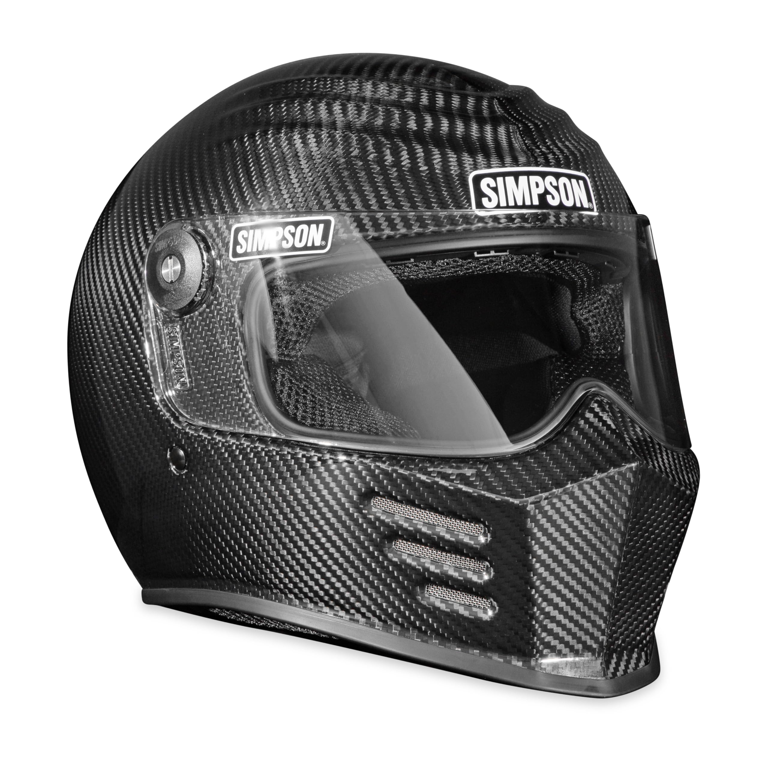 Outlaw Bandit 3 Simpson Motorcycle Helmet - Carbon Fiber - 2XL | Full Face with Clear 4 Position Racheting Visor Shield | Lightweight | Vented | DOT/Snell M2020 Approved for Street & Track (OB3C2X)